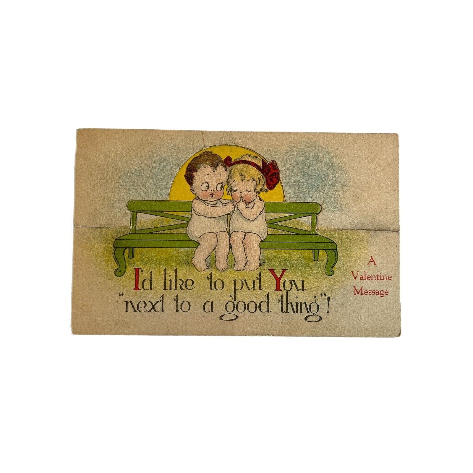 Antique Early 1900s Ephemera Valentine Postcard Barton Spooner Children Boy Girl