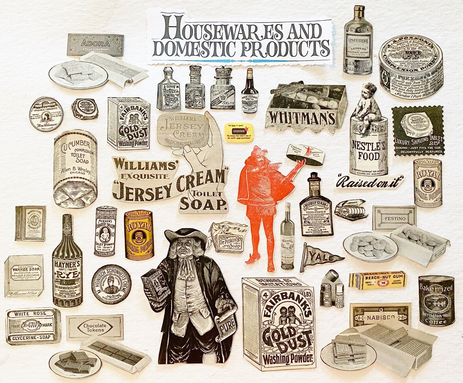 c1900s Magazine Clippings~Ad Logo Label Graphics Vtg Junk Journal Paper Ephemera