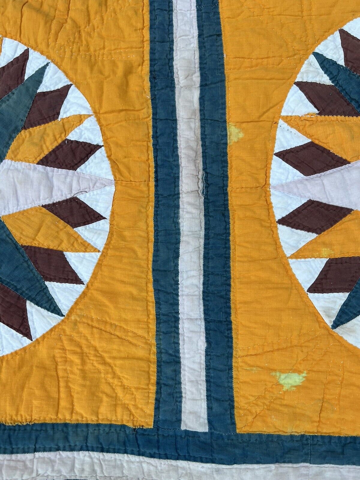 1800s Handmade Southern Star Wheel Quilt Patchwork
