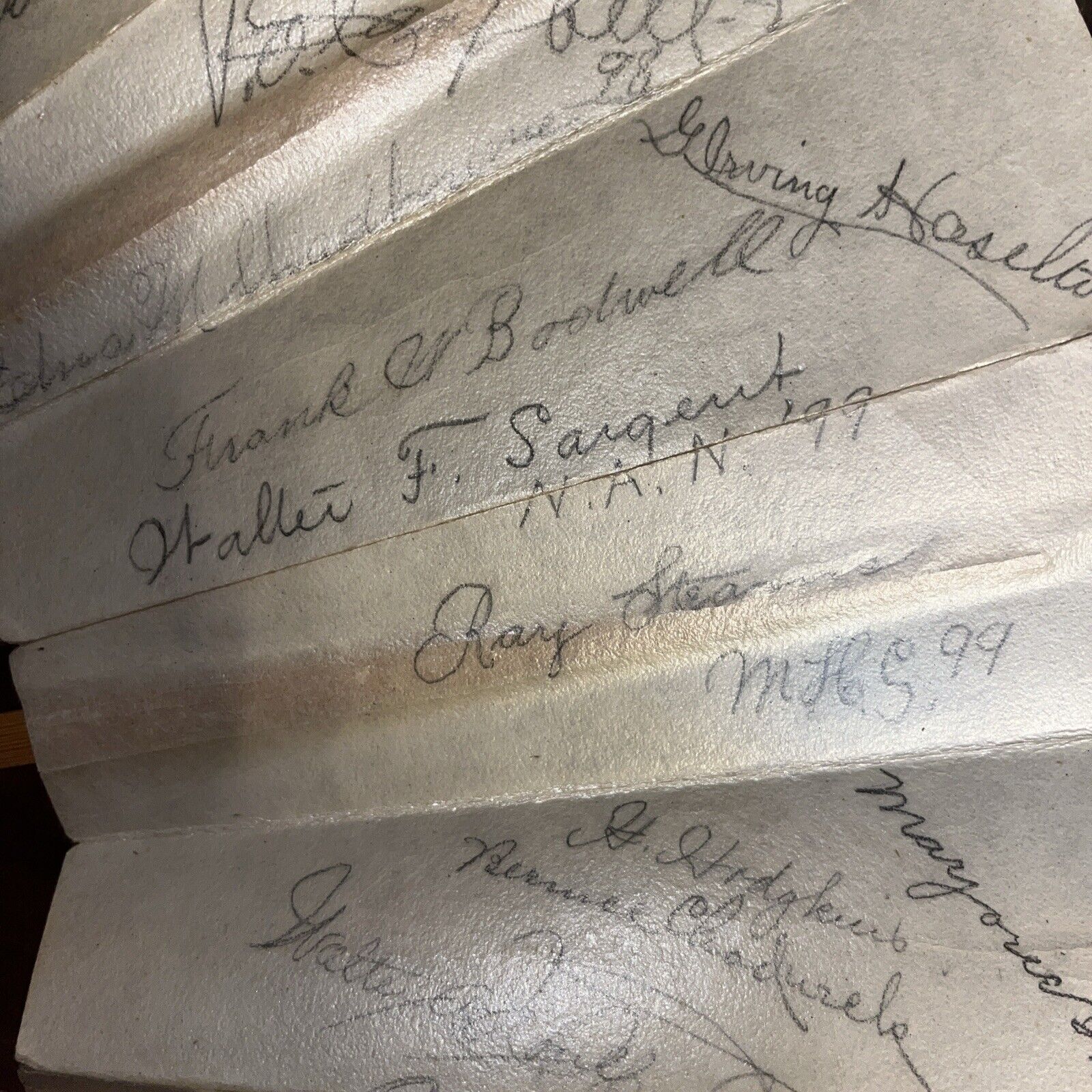Rare Victorian Concord, NH Early 1900’s Hand inscriptions Fan Handmade