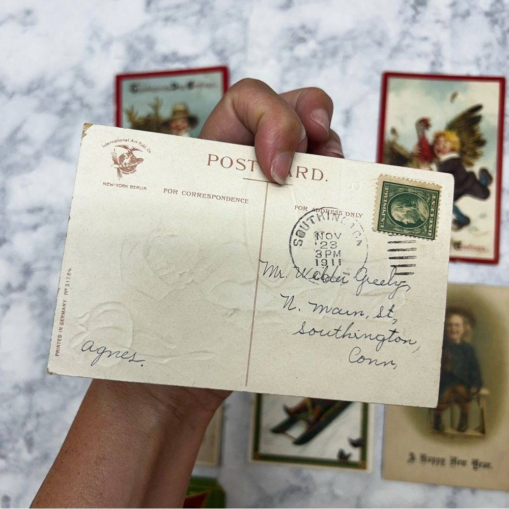 12 vintage Victorian postcards ephemera postmarked early 1900's collectible