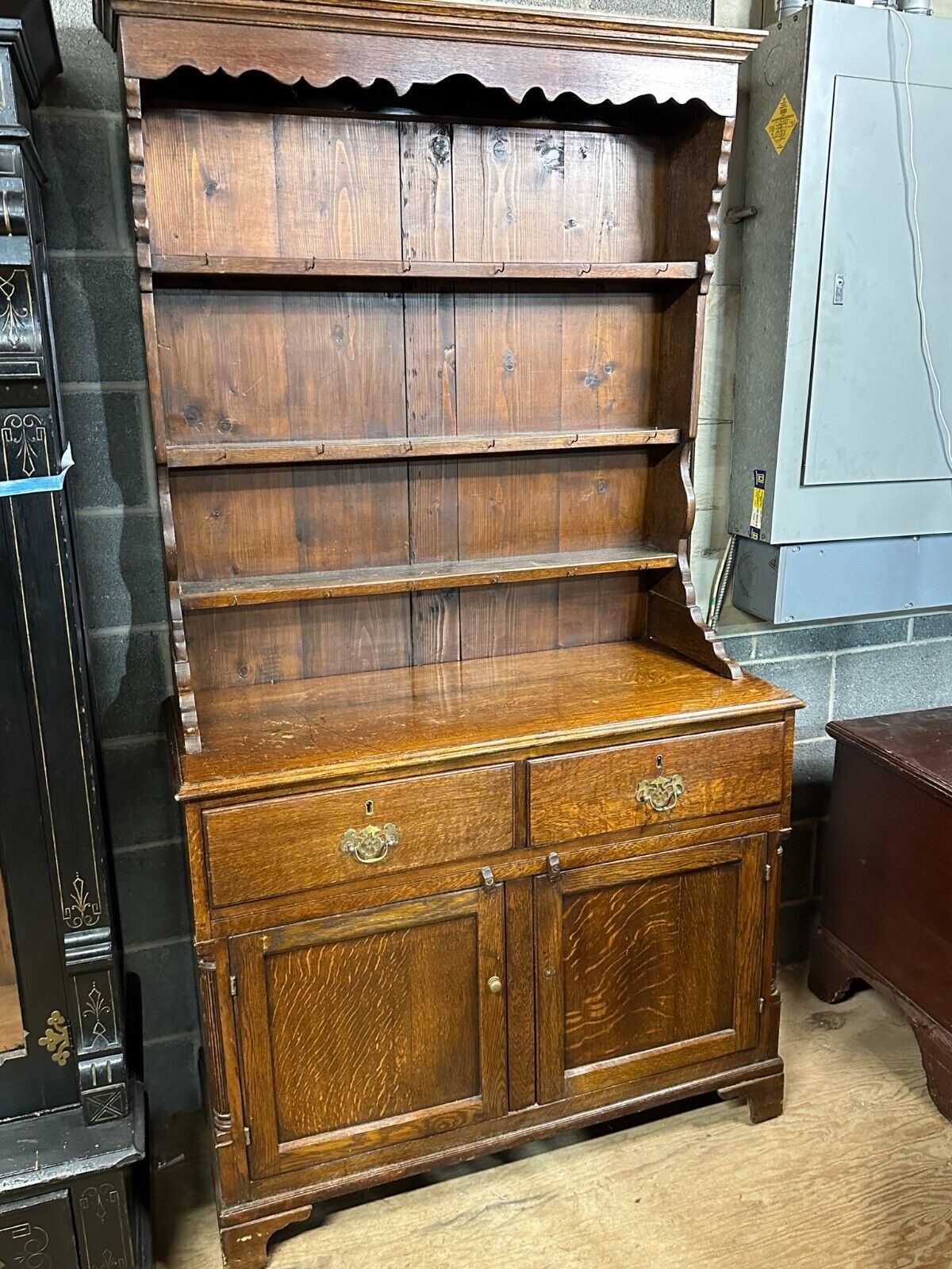 1700s pewter cupboard with bracket feet