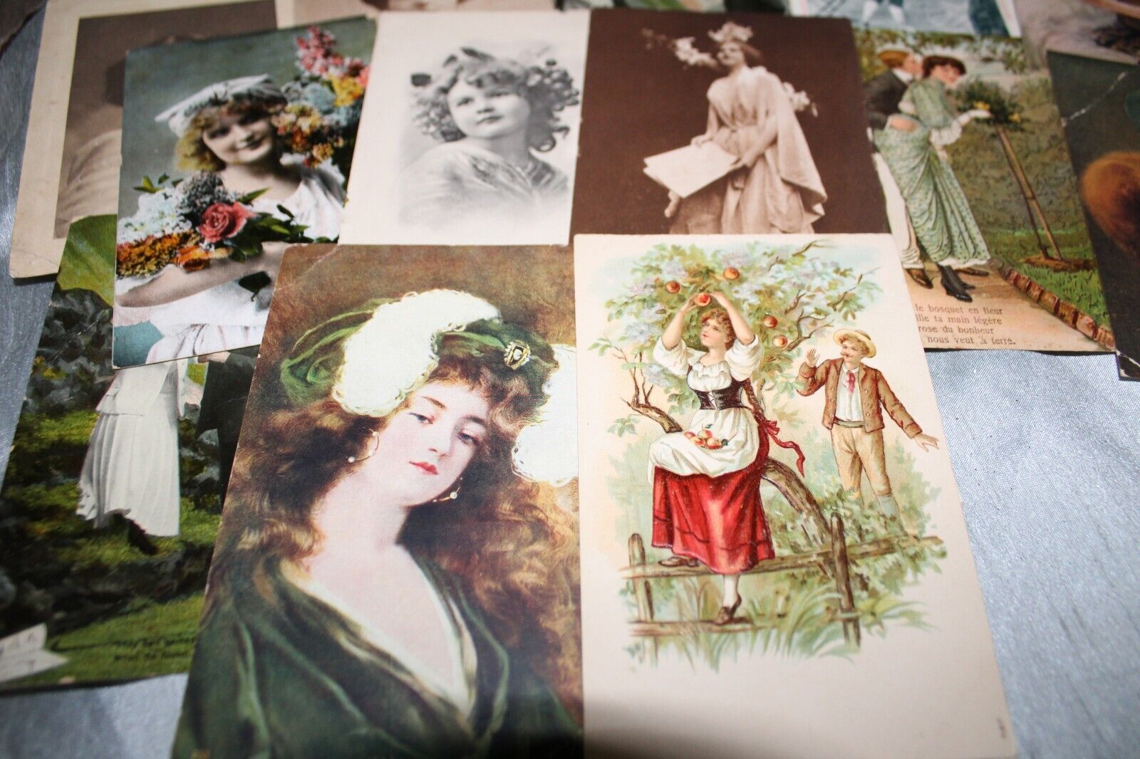 Antique Lot of 31 Postcards Victorian Ladies Men Girls Early 1900s Ephemera Art