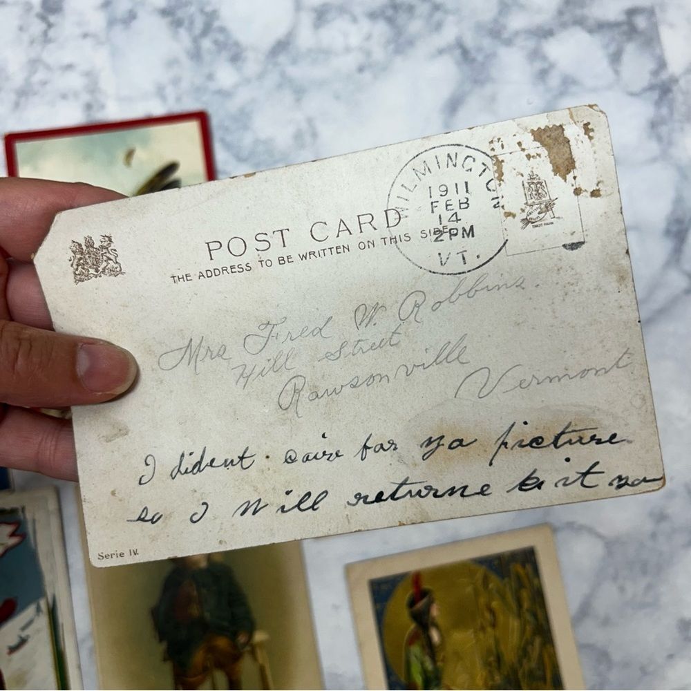 12 vintage Victorian postcards ephemera postmarked early 1900's collectible