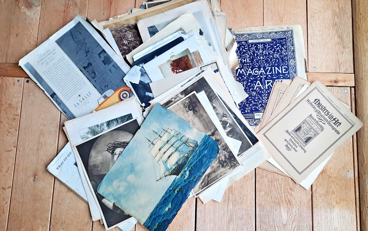 Antique Vintage Paper Ephemera Lot Mixed Media Art 1800-1900s Photos Prints