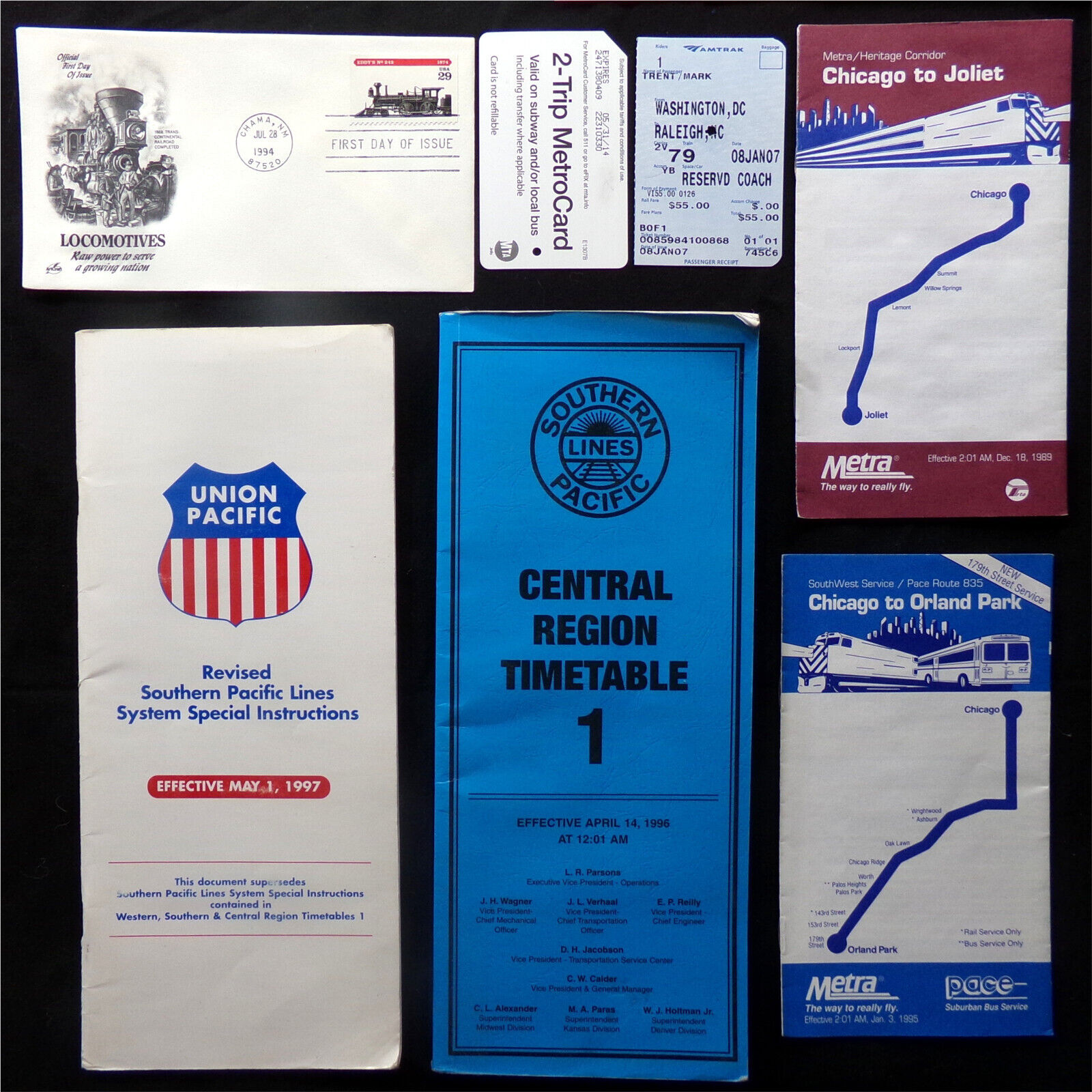 RAILROAD LOT #1 1800s-1900s World Mix, Ticket Telegram Stock Stamp Card Time Map