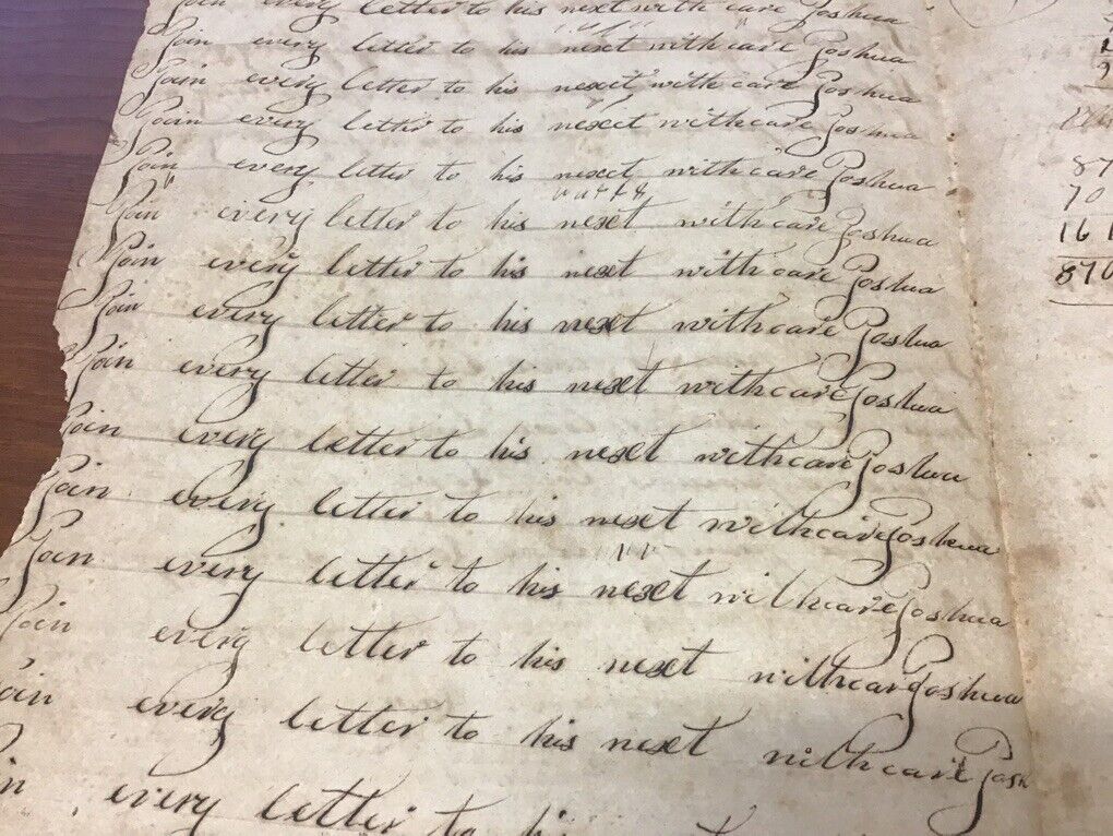 vintage original 1800's Calligraphy: INNOCENCE PROCURES LOVE, + some math