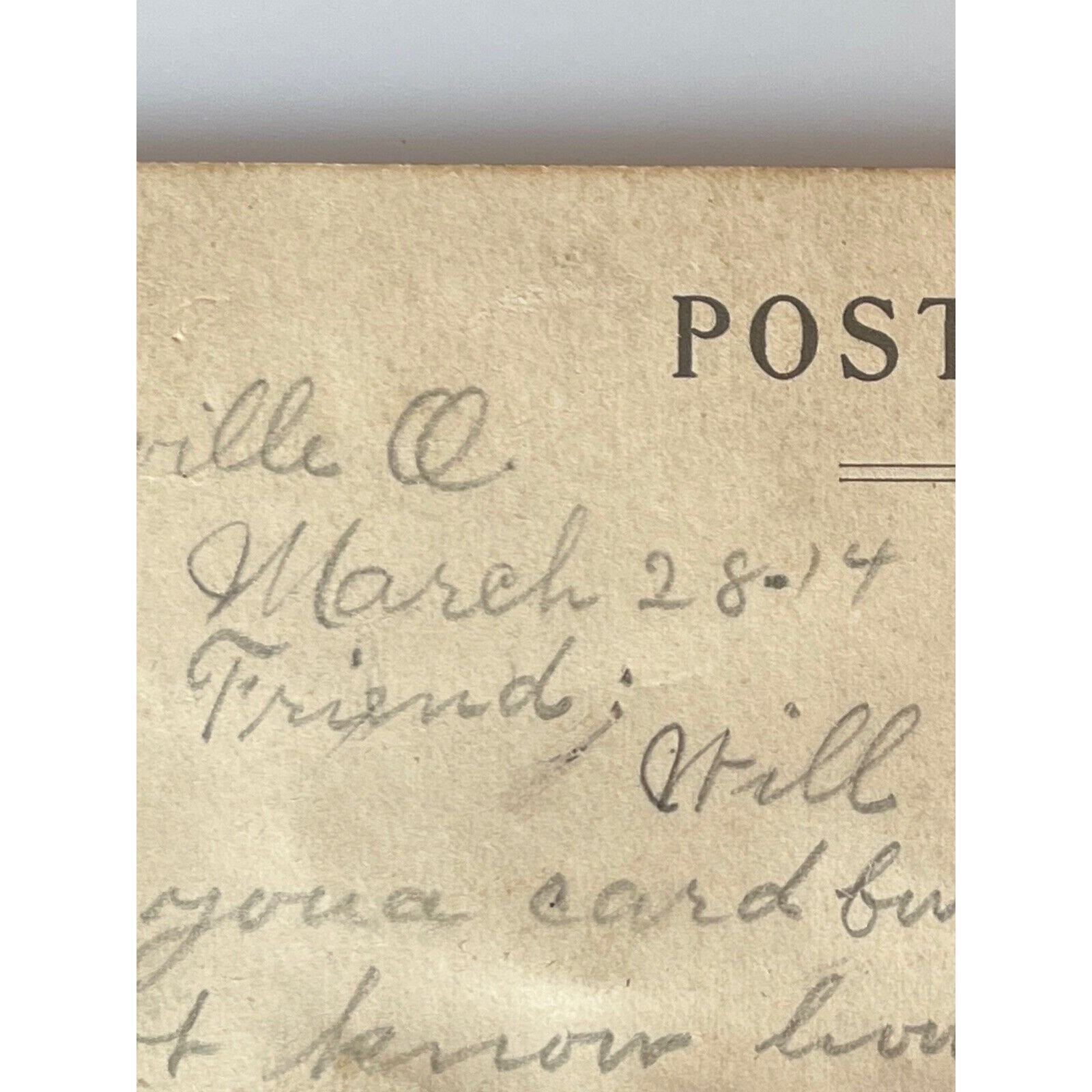 Antique Early 1900s Ephemera Postcard Bas Relief Statue Violets Birthday Wishes