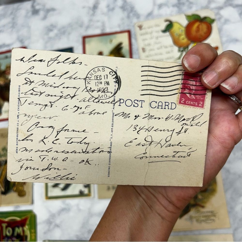 12 vintage Victorian postcards ephemera postmarked early 1900's collectible