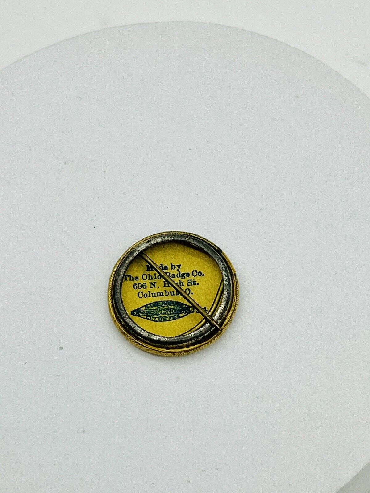 1900s FREEDOM IN WRITING 7/8" Pin Back Button Ohio Badge Co Antique Ephemera Ad