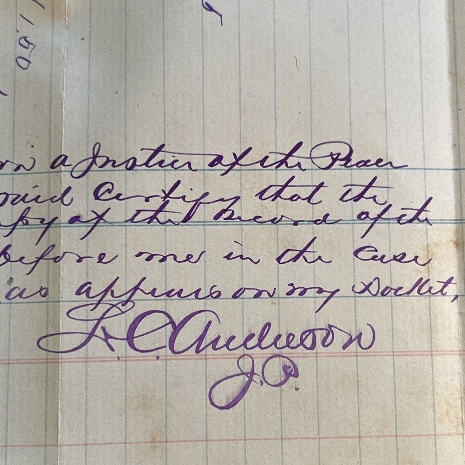 Antique 1800s Legal Bill Justice Of Peace Cool Purple Calligraphy Mississippi