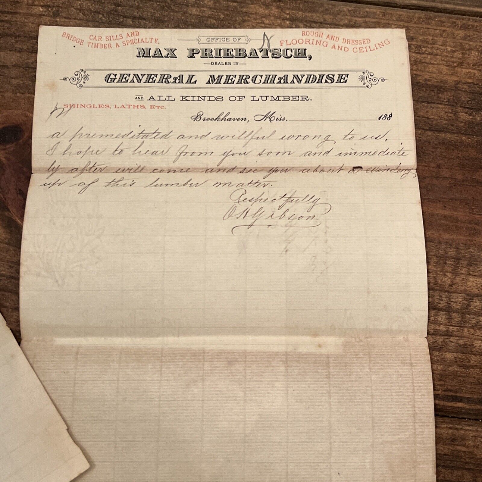 LOT OF 4 Antique Vintage Ephemera 1800s Letterhead GENERAL MERCHANDISE MISS.