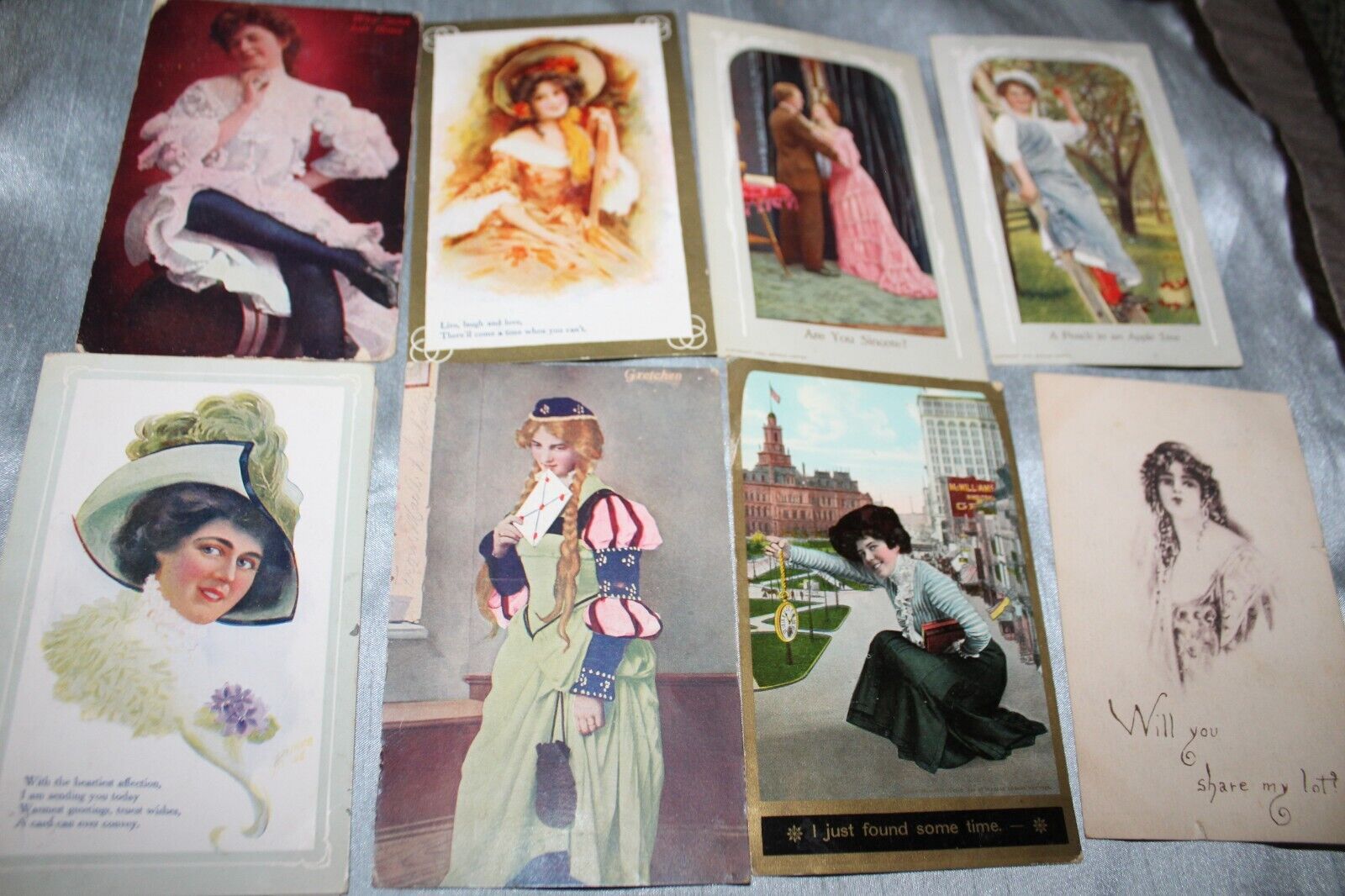 Antique Lot of 31 Postcards Victorian Ladies Men Girls Early 1900s Ephemera Art