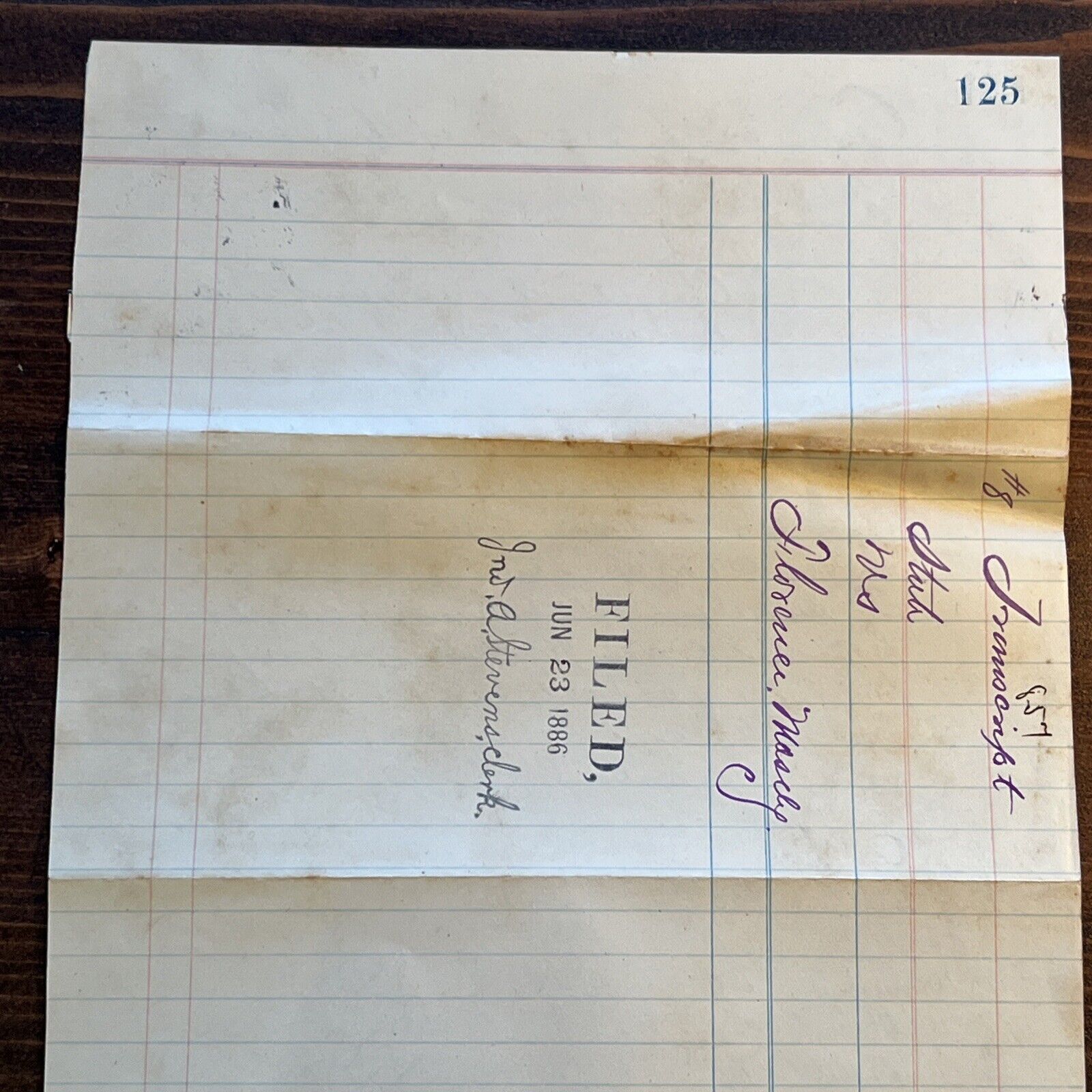 Antique 1800s Legal Bill Justice Of Peace Cool Purple Calligraphy Mississippi