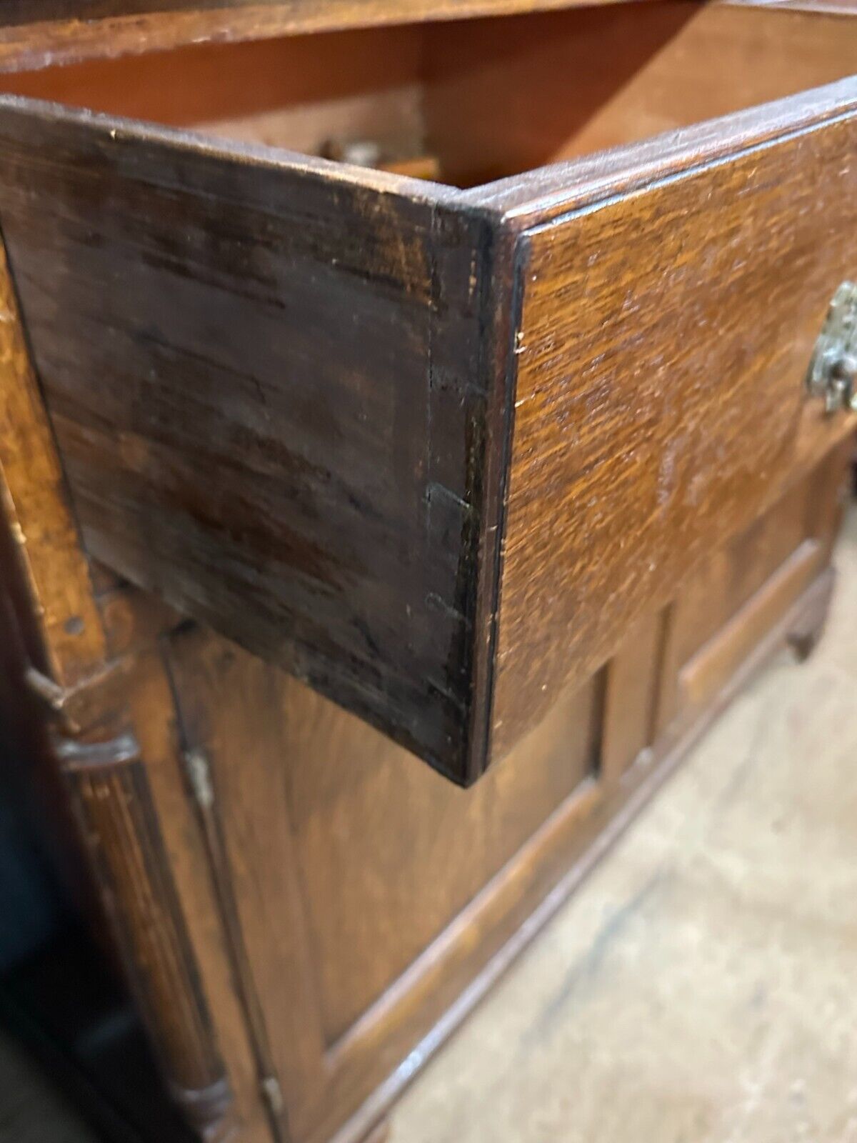 1700s pewter cupboard with bracket feet