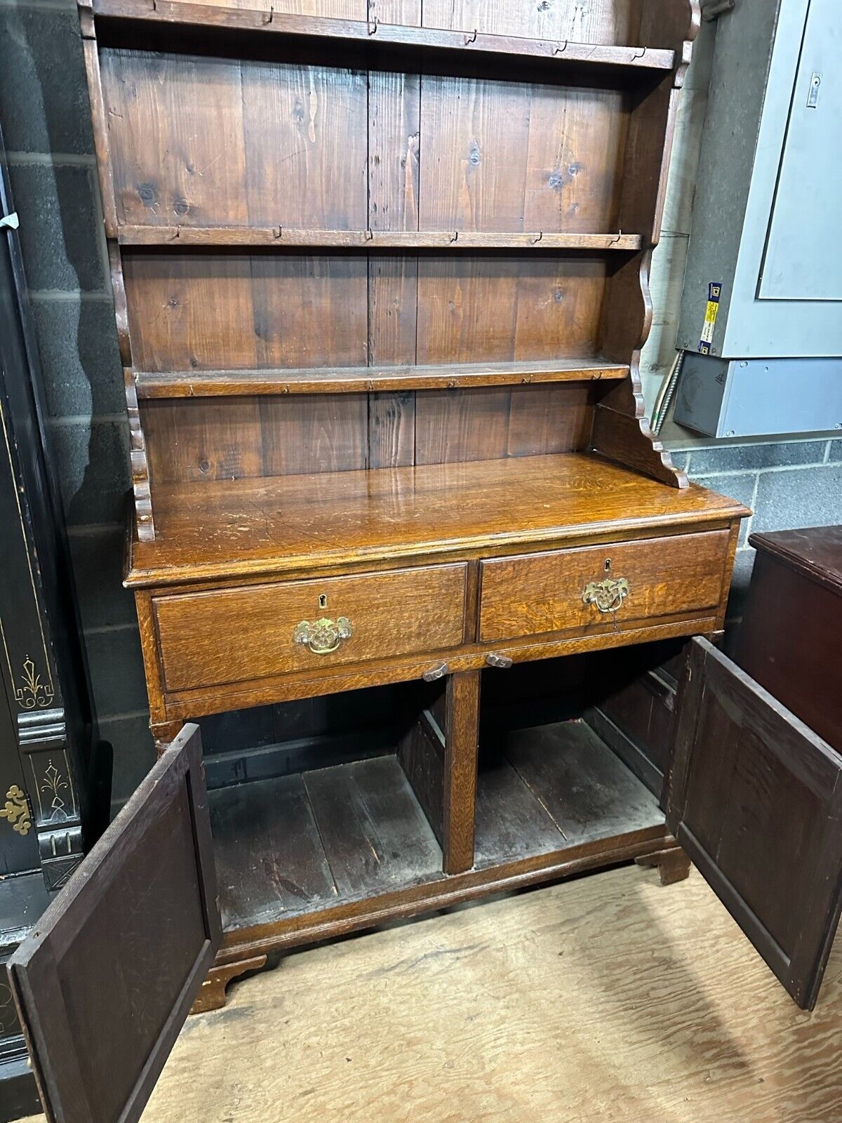 1700s pewter cupboard with bracket feet