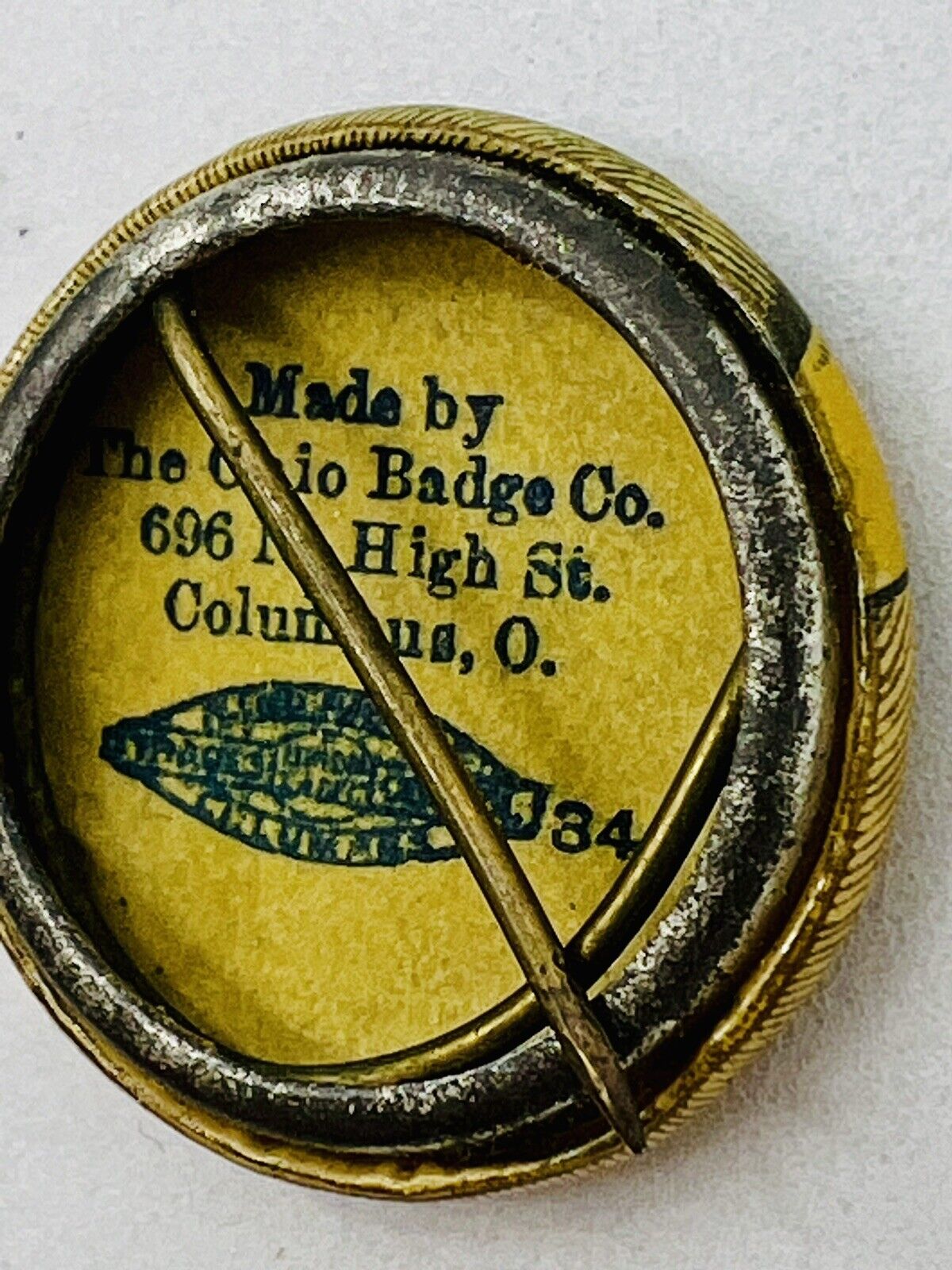1900s FREEDOM IN WRITING 7/8" Pin Back Button Ohio Badge Co Antique Ephemera Ad