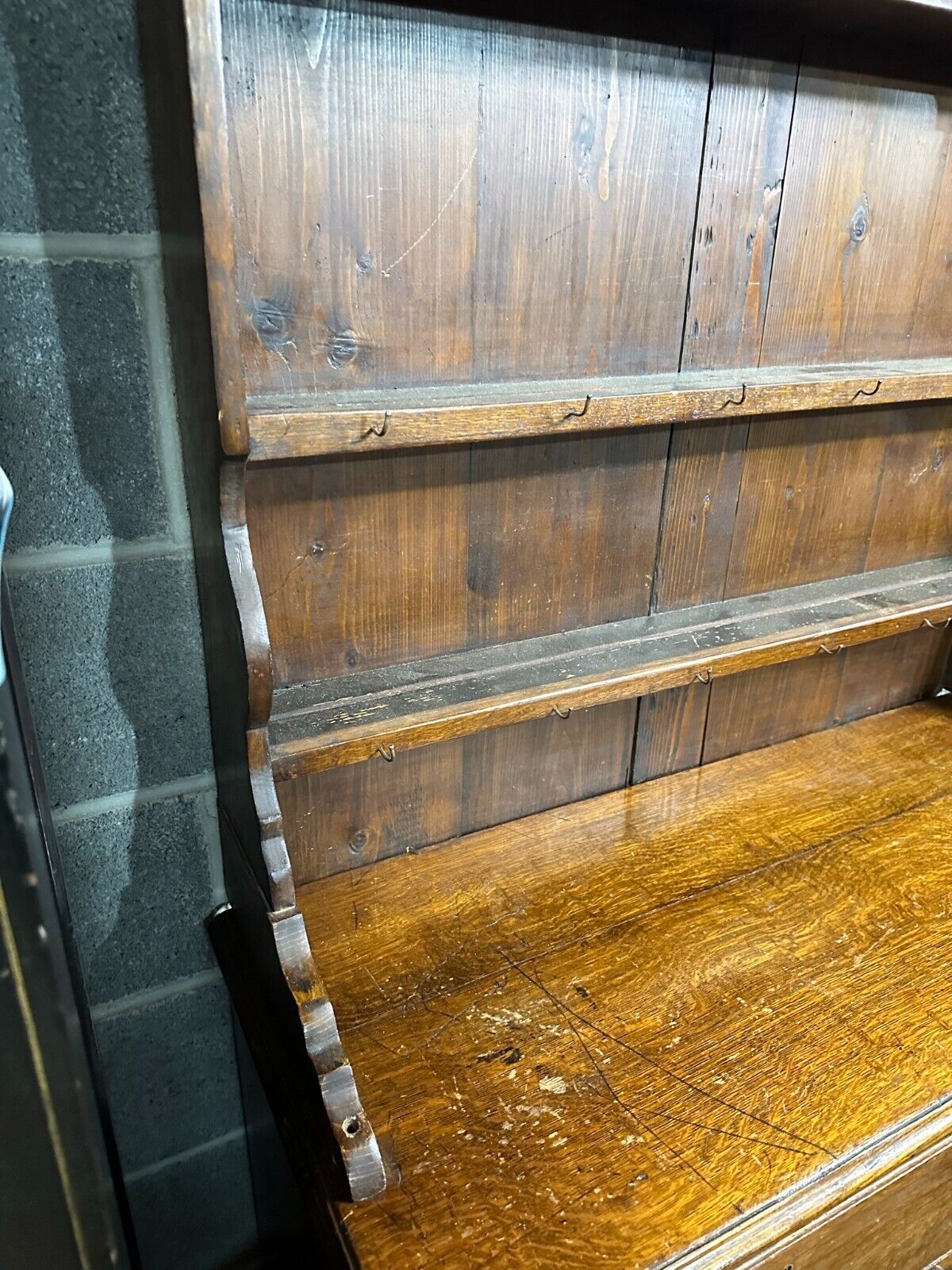 1700s pewter cupboard with bracket feet