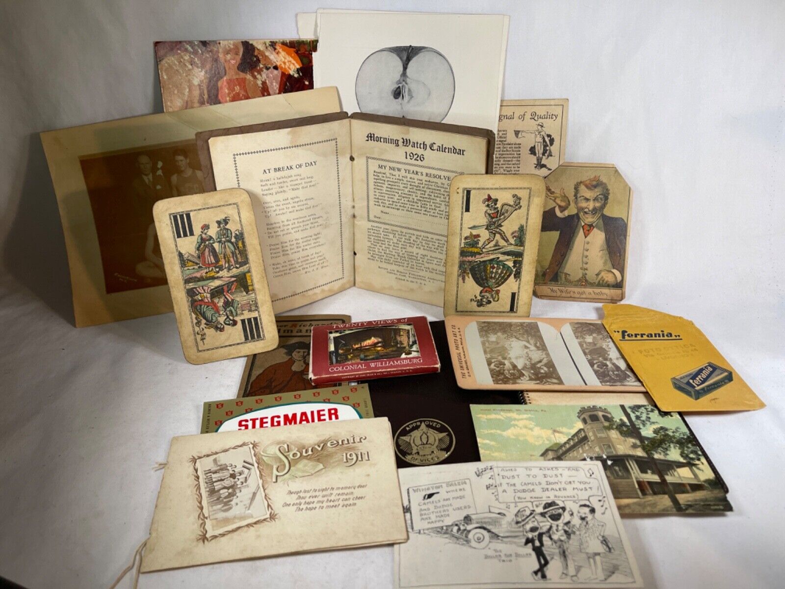 Vintage Lot  Ephemera Mixed Pamphlets, Historical, Scouts Playing Cards 1900's