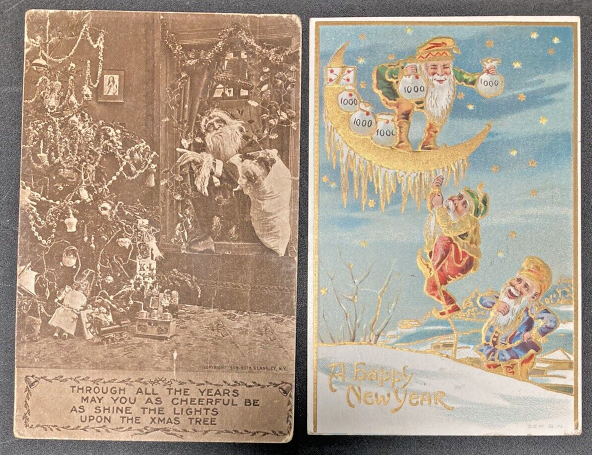 Lot Of 19 Antique Vintage Early 1900s Christmas Holiday Santa Postcards Ephemera