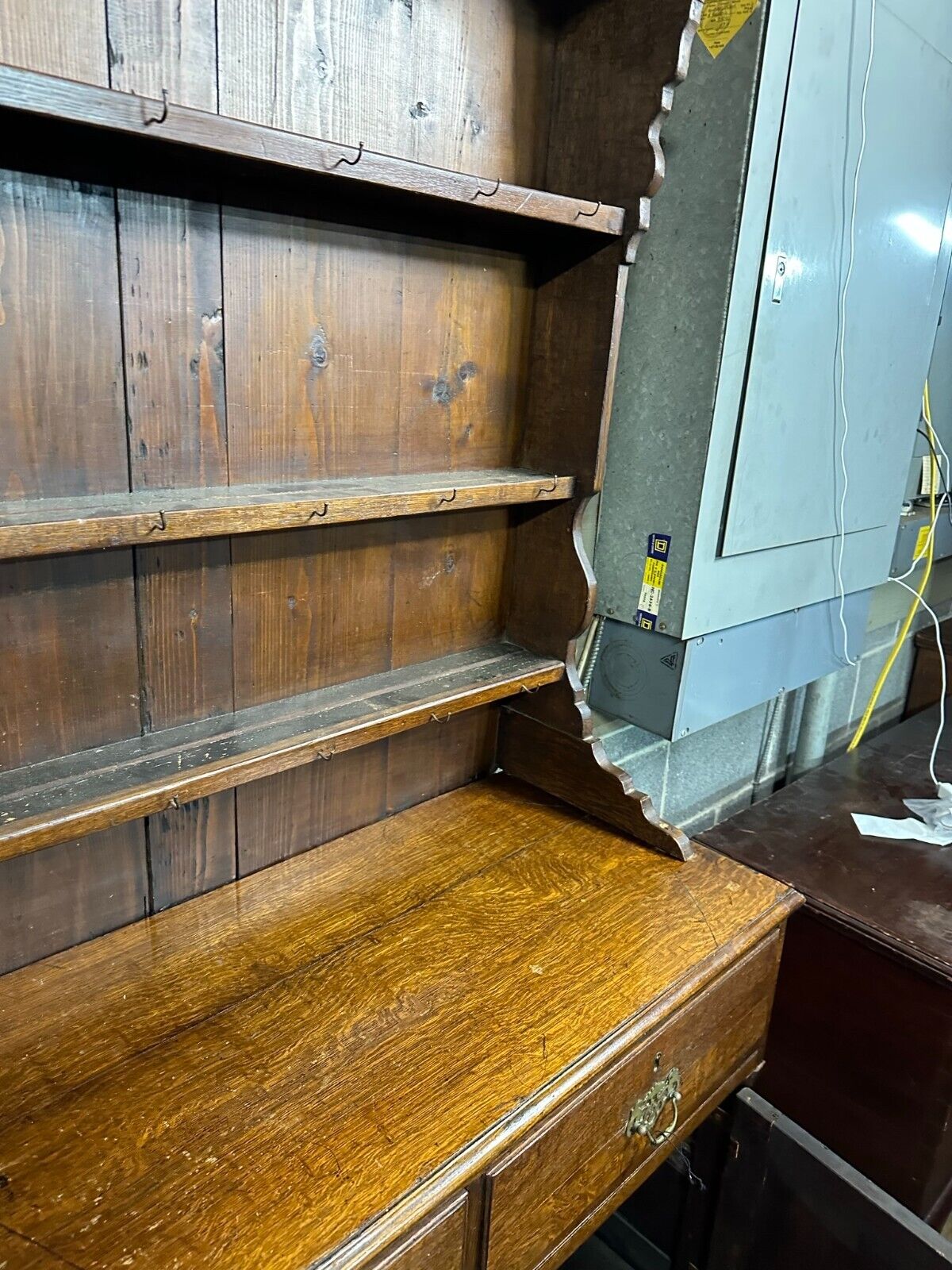 1700s pewter cupboard with bracket feet