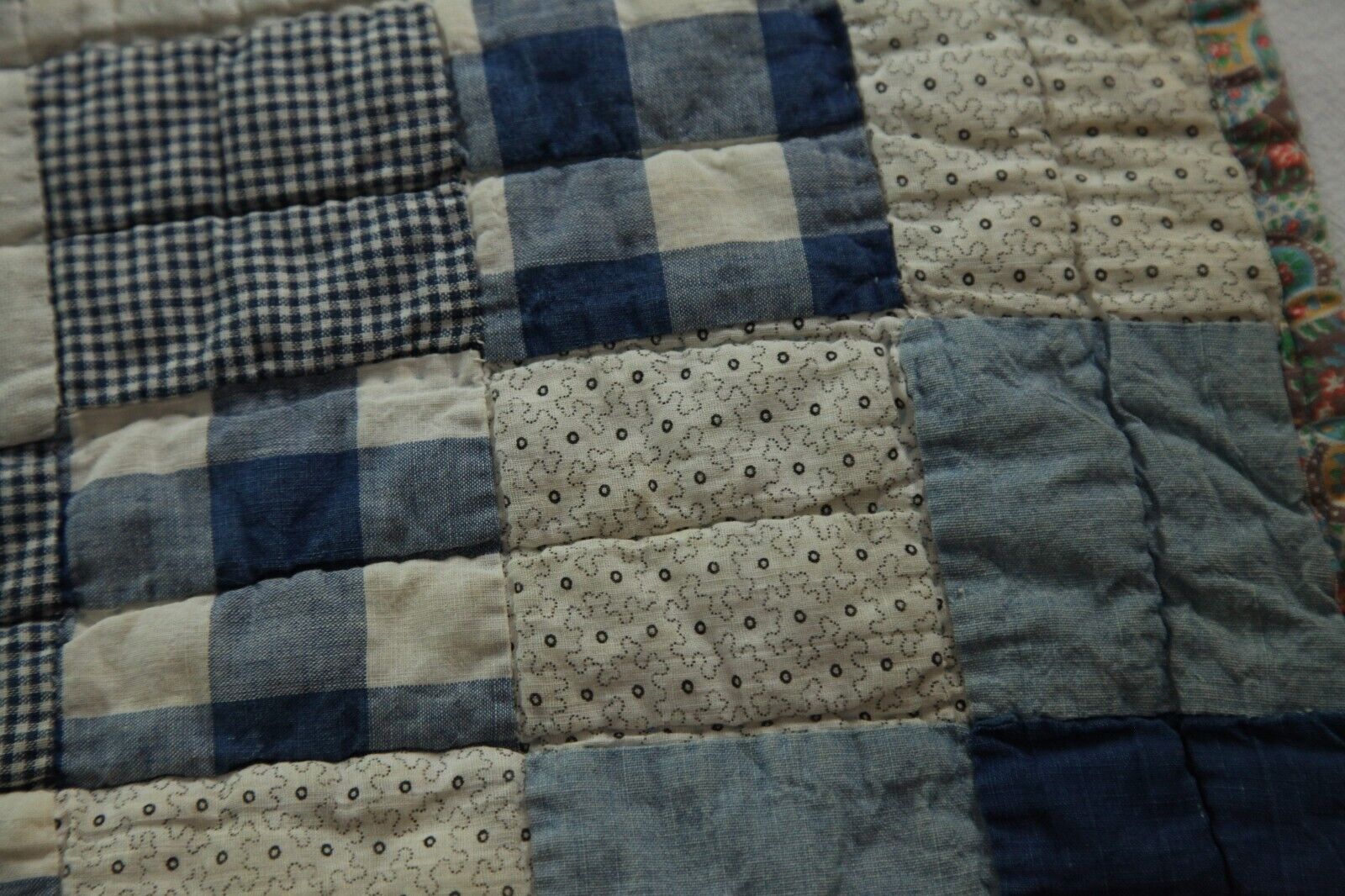 1800s Hand-Stitched Patchwork Mourning Quilt 64"x74
