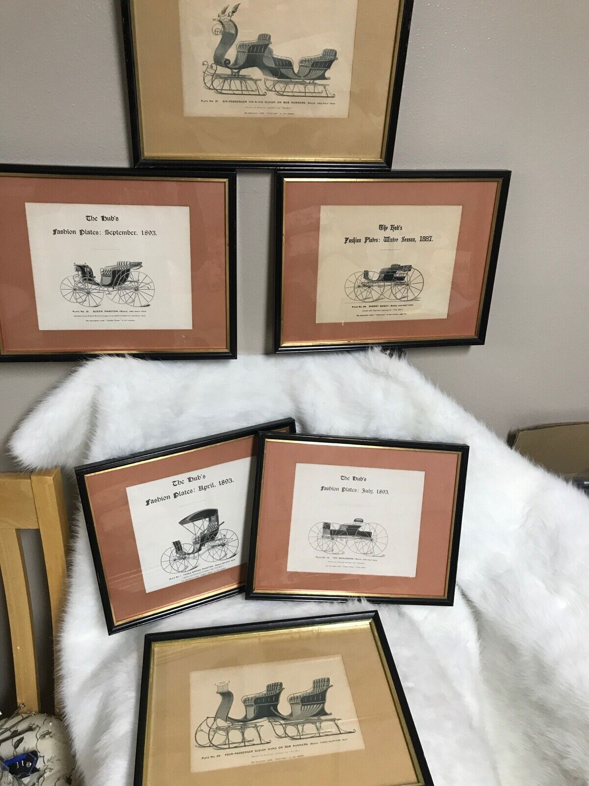 Six Prints The Hub's Fashion Plates 1800s Carriage Buggy Sleigh Coach "Engraved"