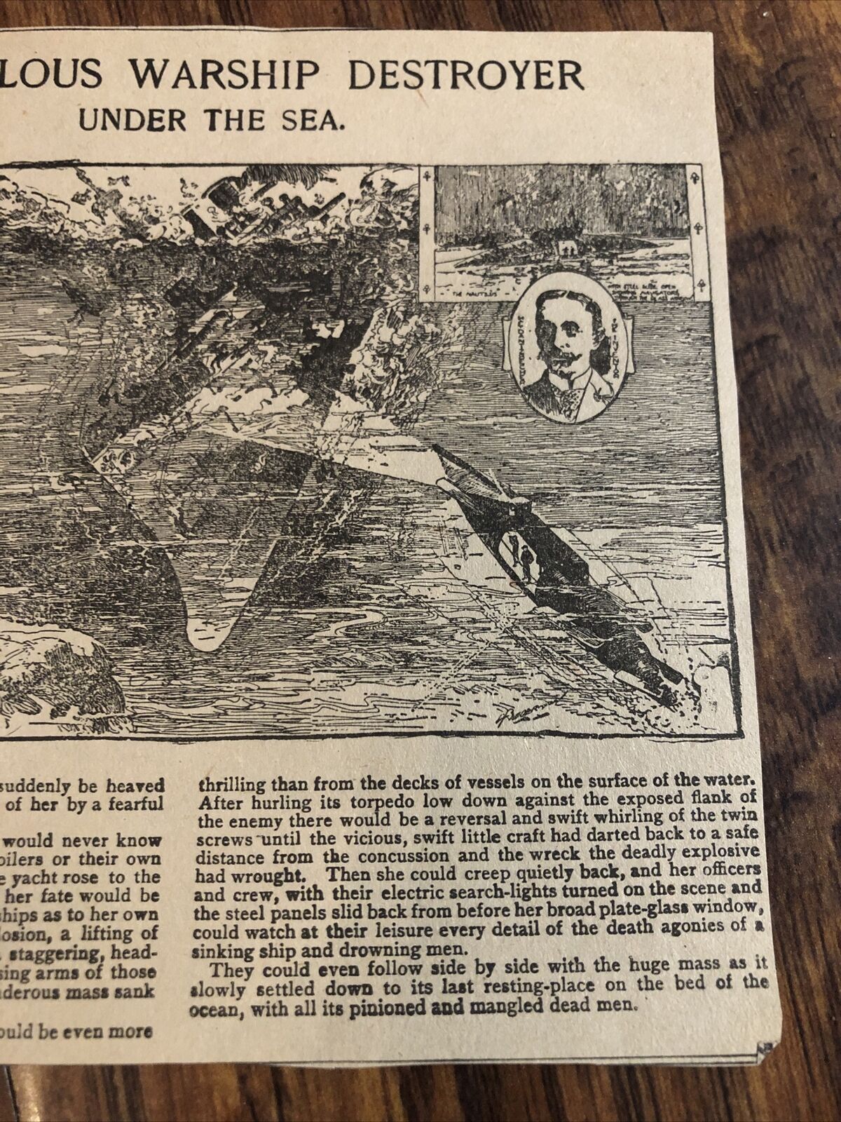 Marvellous Warship Destroyer H. E. Dantzbecher 1800s Newspaper Article Clipping