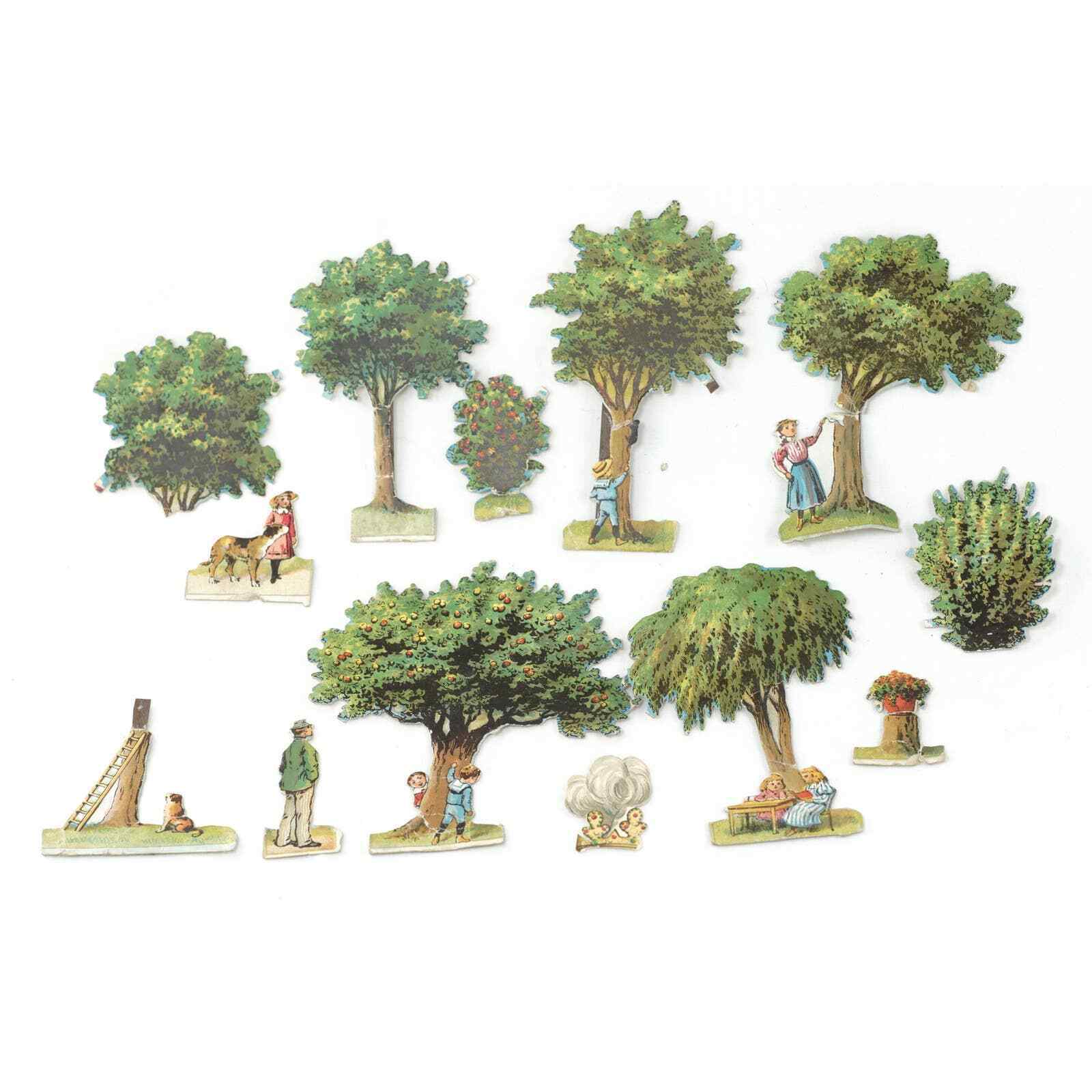 1900's Die Cut Chromolithograph Figures, Horse Draw Wagons, People Ephemera