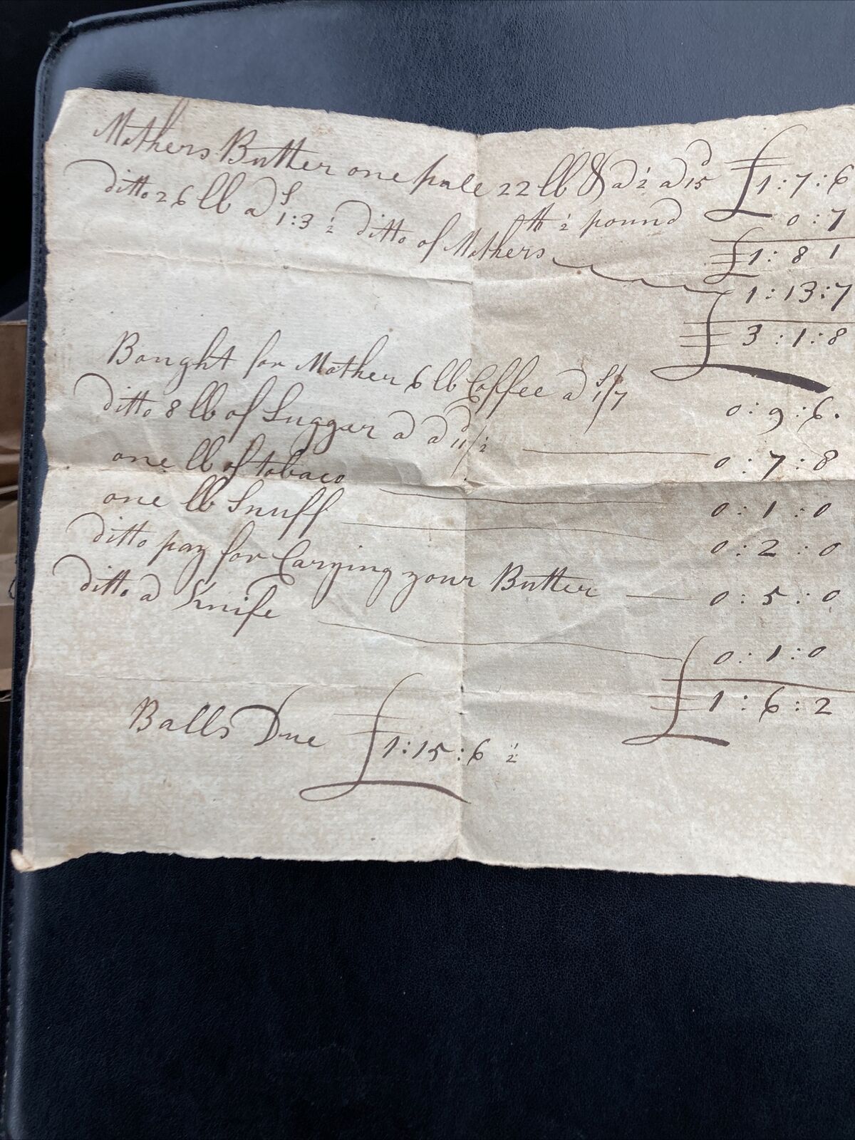 Early 1800’s Invoice.  