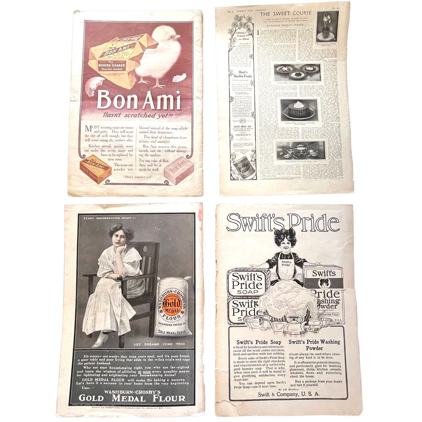 Lot of 4 Double Sided Advertisements Early 20th Century 1900s Antique Ephemera