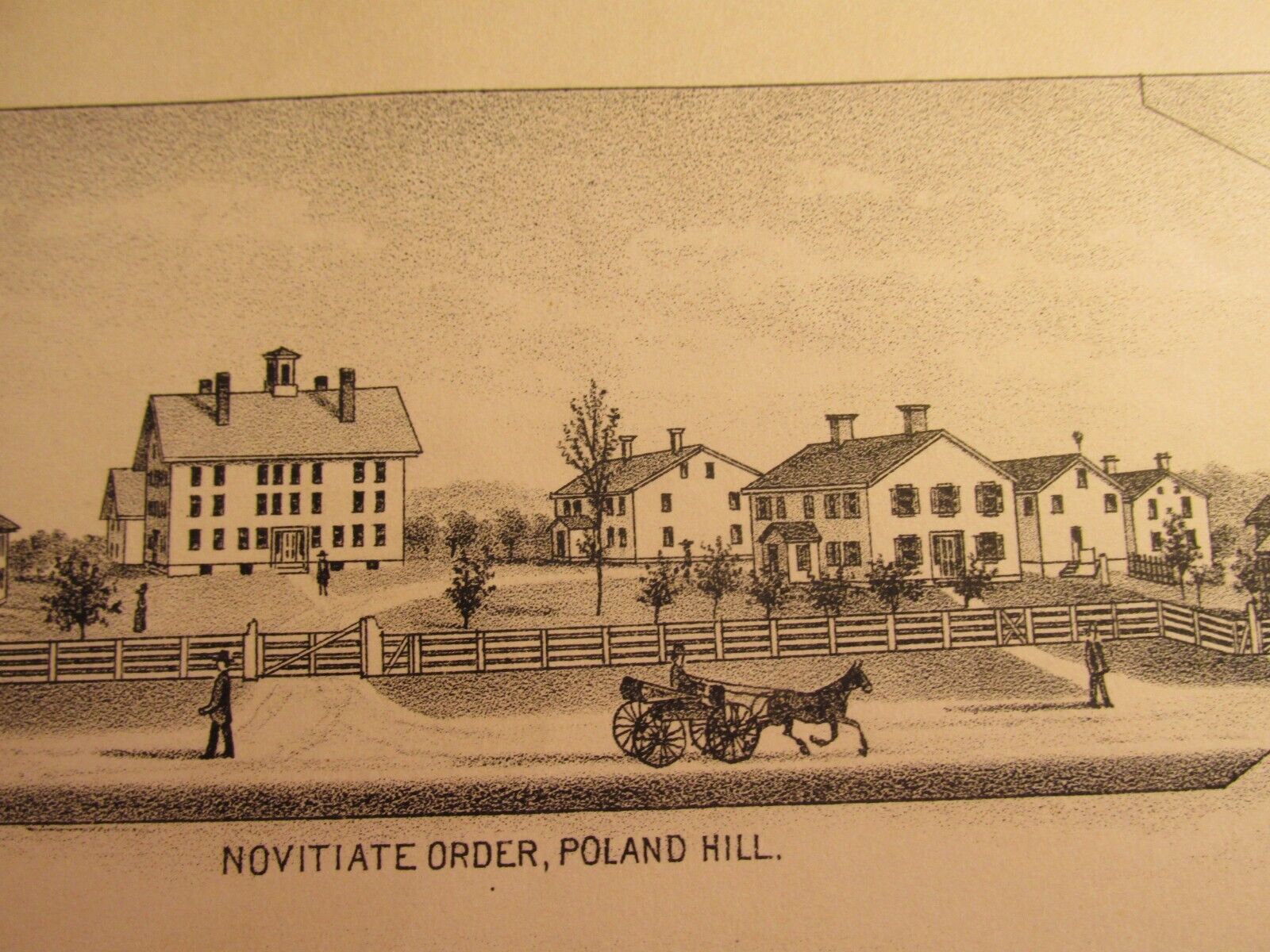 Antique Ephemera 1800s Engraving Shaker Village West Gloucester ME Poland Hill