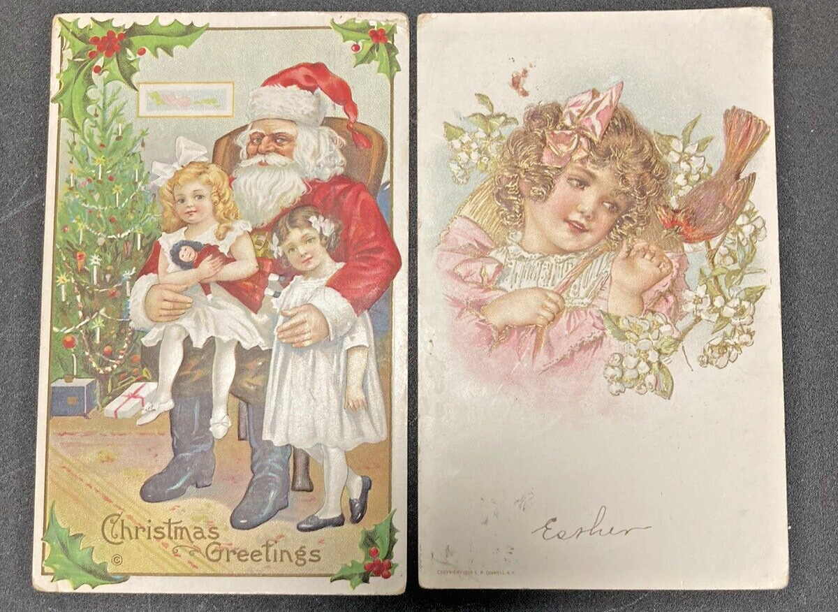 Lot Of 19 Antique Vintage Early 1900s Christmas Holiday Santa Postcards Ephemera