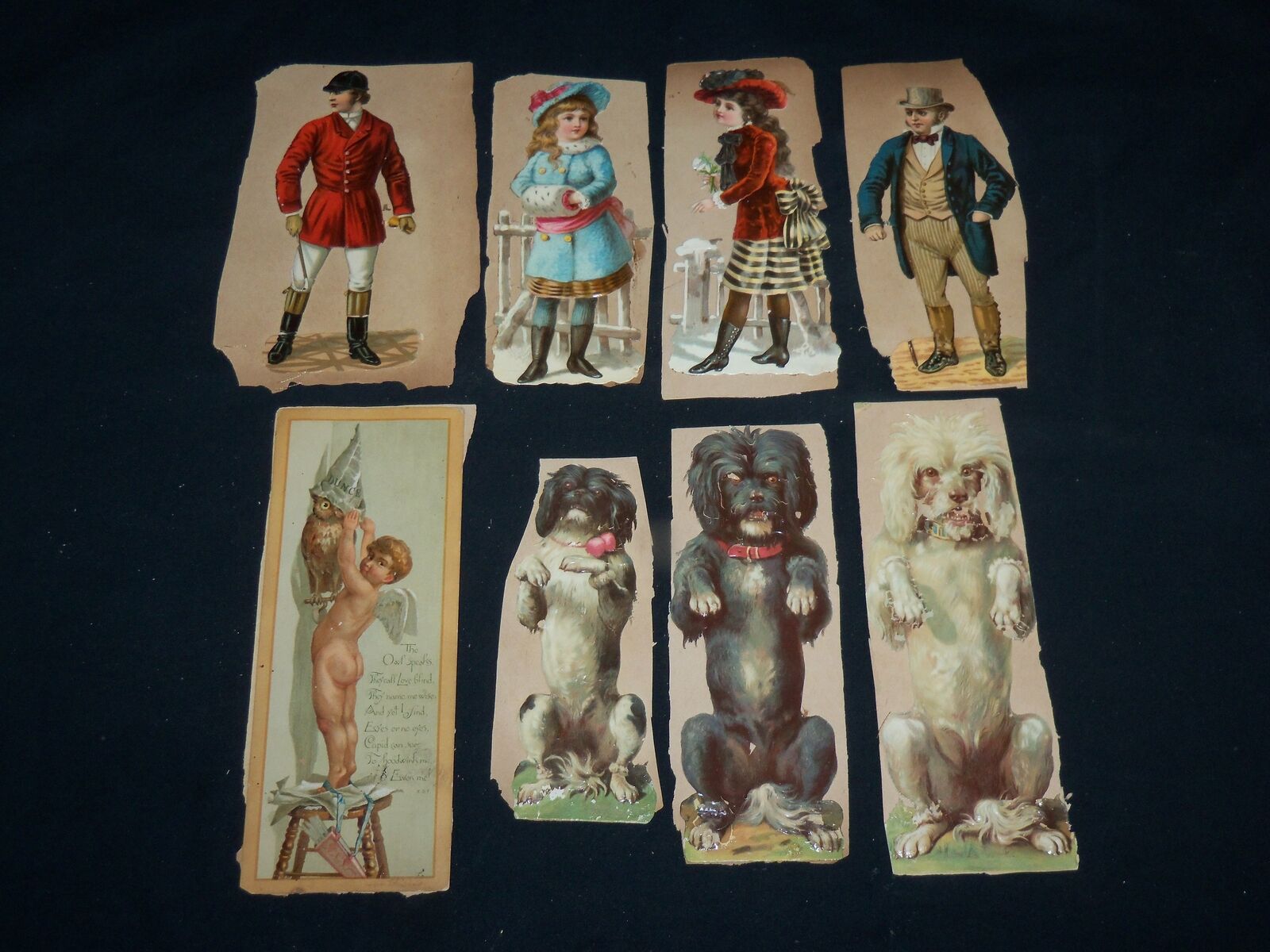1800'S VICTORIAN CUT-OUTS LOT OF 17 - COLOR - DOGS - J 6853