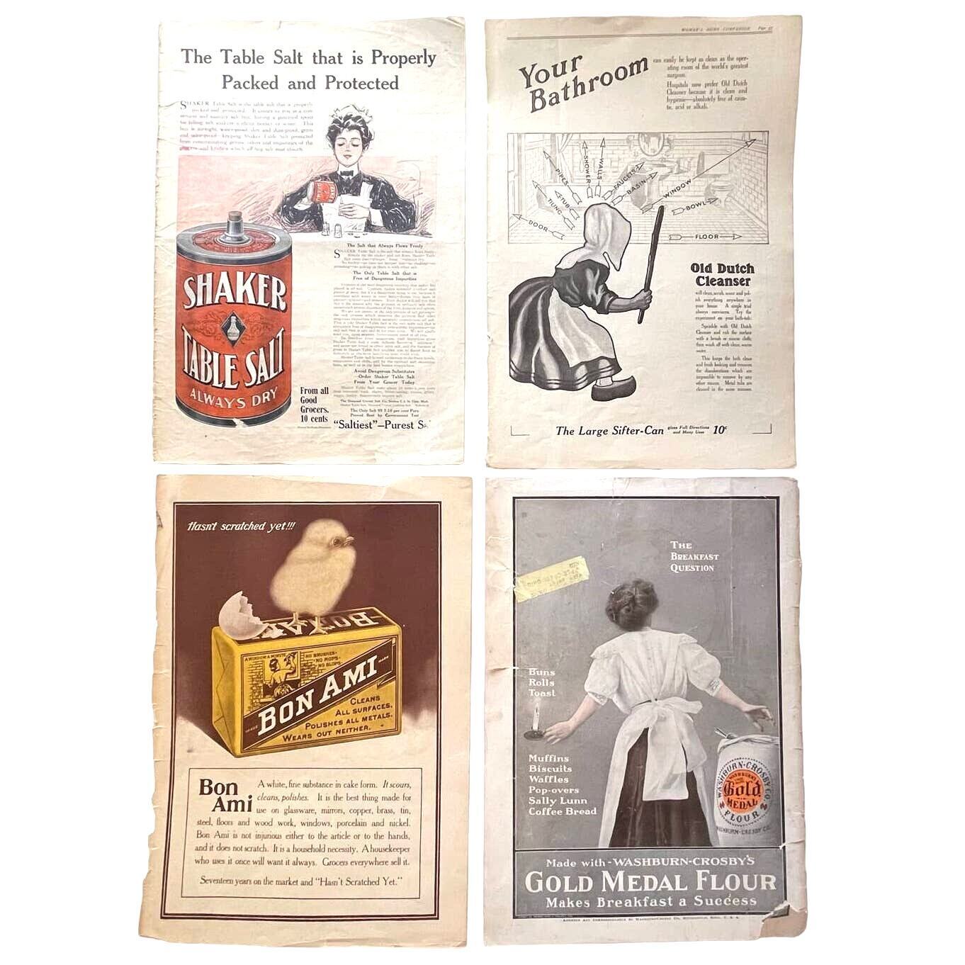 Lot of 4 Double Sided Advertisements Early 20th Century 1900s Antique Ephemera