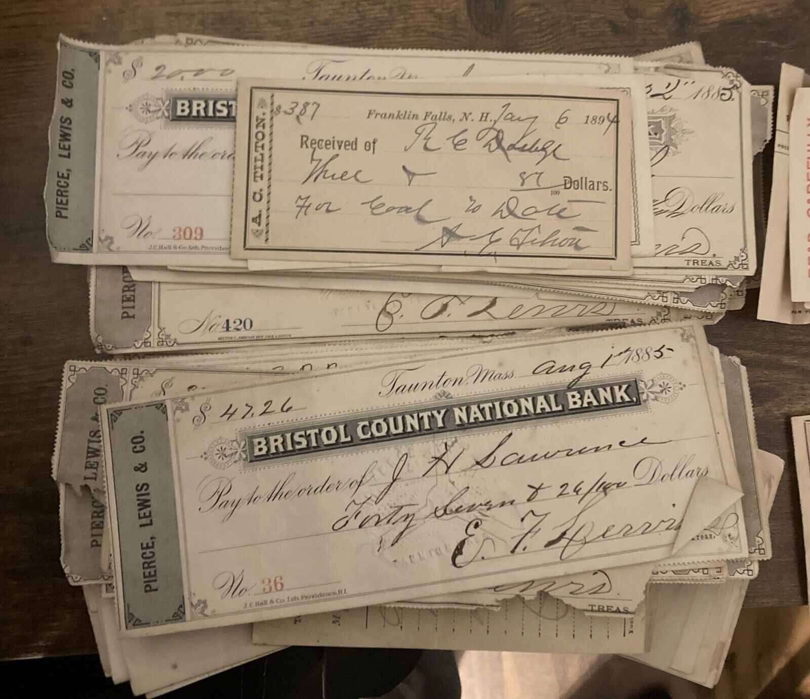 (3) x 1800’s antique/vintage Bank check Ephemera