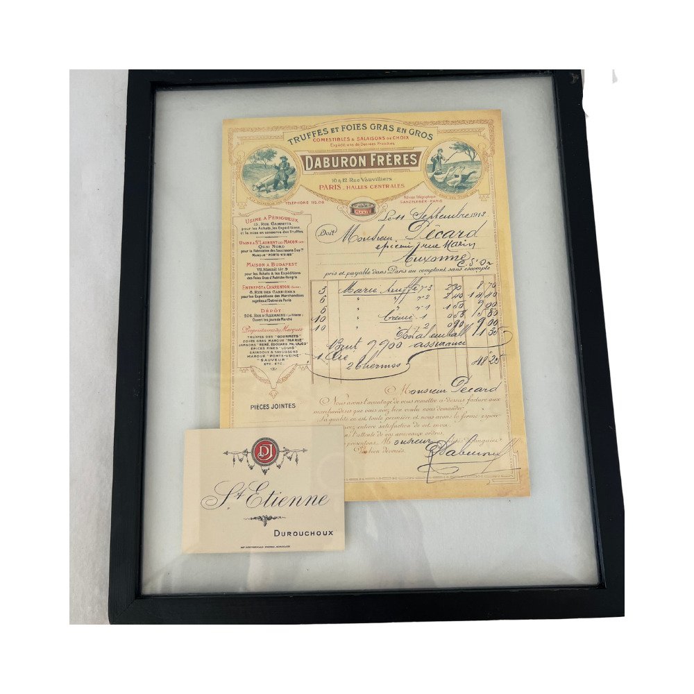 VTG Authentic Framed 1800's French Wine Collector's Receipt Decor Hanging  -2