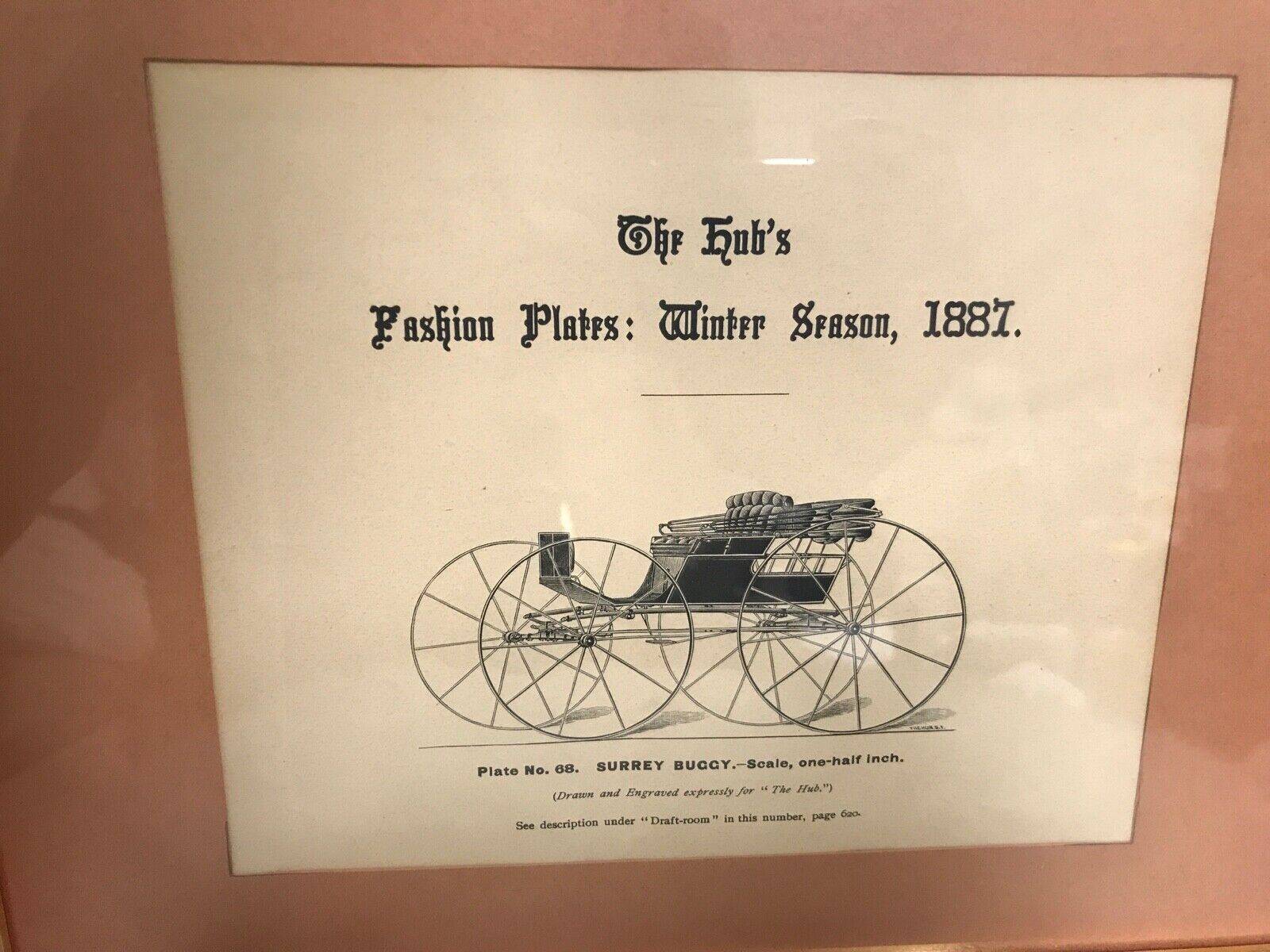 Six Prints The Hub's Fashion Plates 1800s Carriage Buggy Sleigh Coach "Engraved"