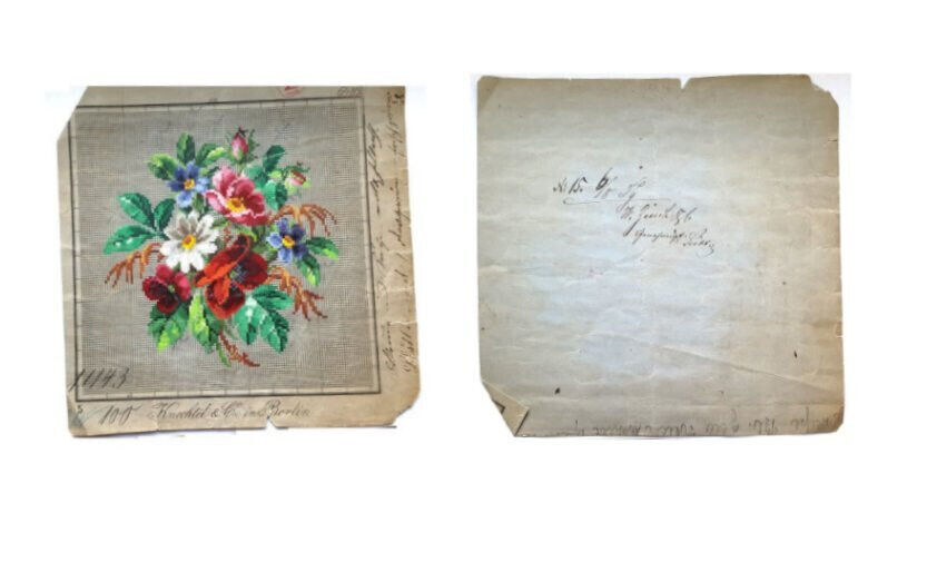 ANTIQUE ORIGINAL BERLIN WOOL WORK HAND PAINTED CHART PATTERN FLORAL KNECHTEL