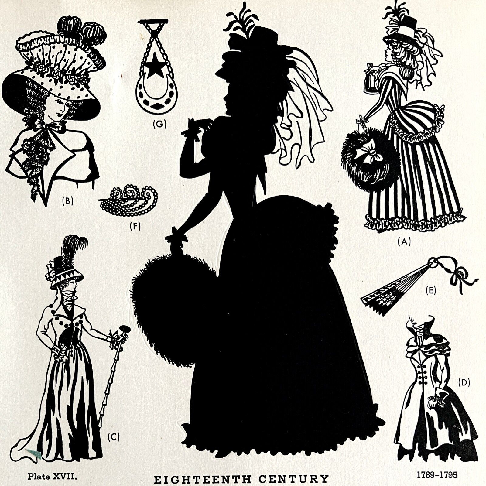 18th Century Fashion History 1789-1795 1939 Art Plate Printing Ephemera DWAA11