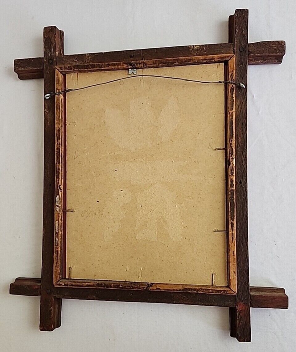 1800s Paper Cutting in Walnut Crisscross Frame Ephemera Antique 