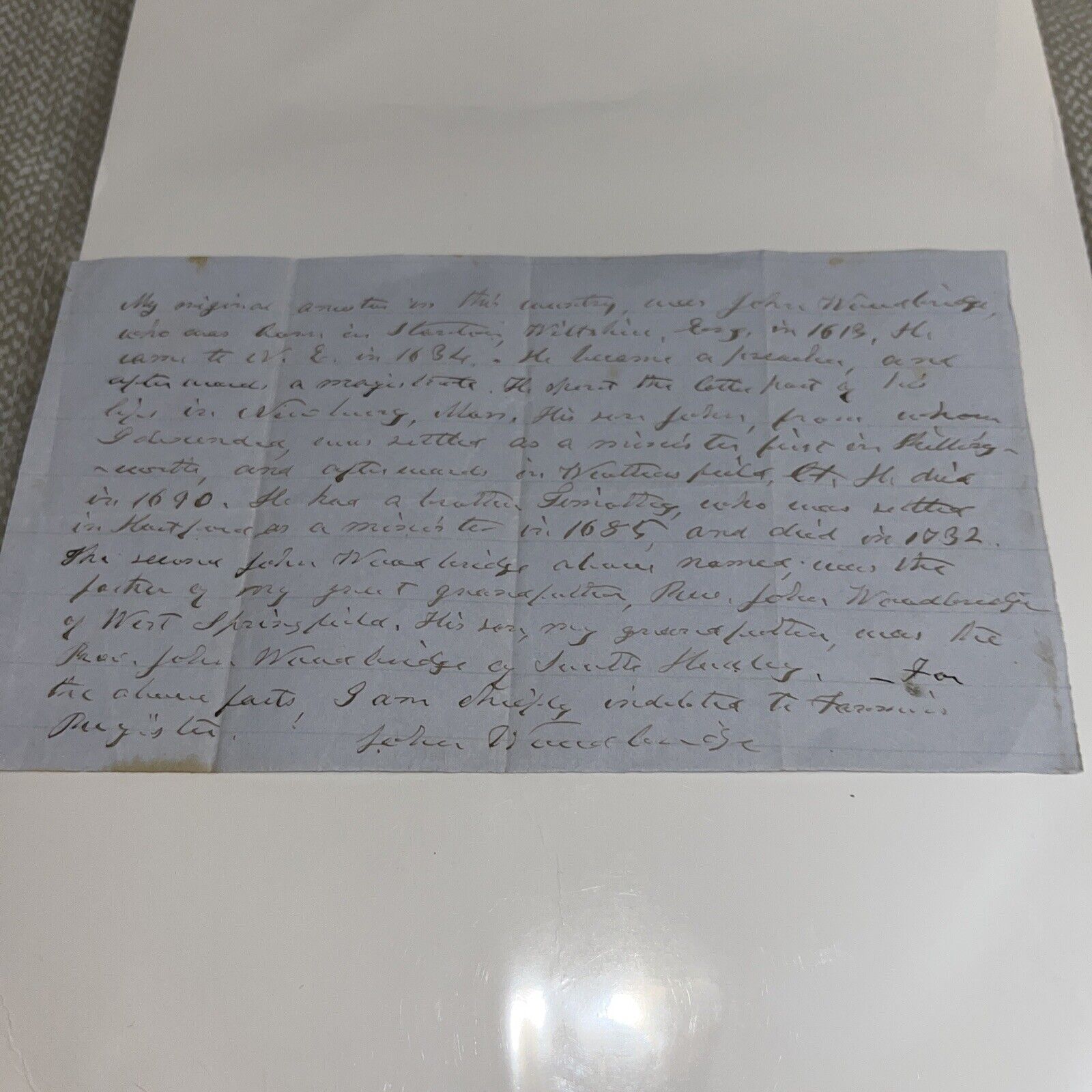 1800s Genealogy on John Woodbridge VI (1634 Immigrant) by Great Great Grandson?