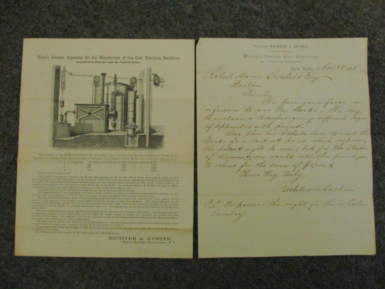 1800s HEATING LIGHTING GAS/OIL/COAL/PETROLEUM RESIDUUM LETTERS DOCS ADS LOT- 21)