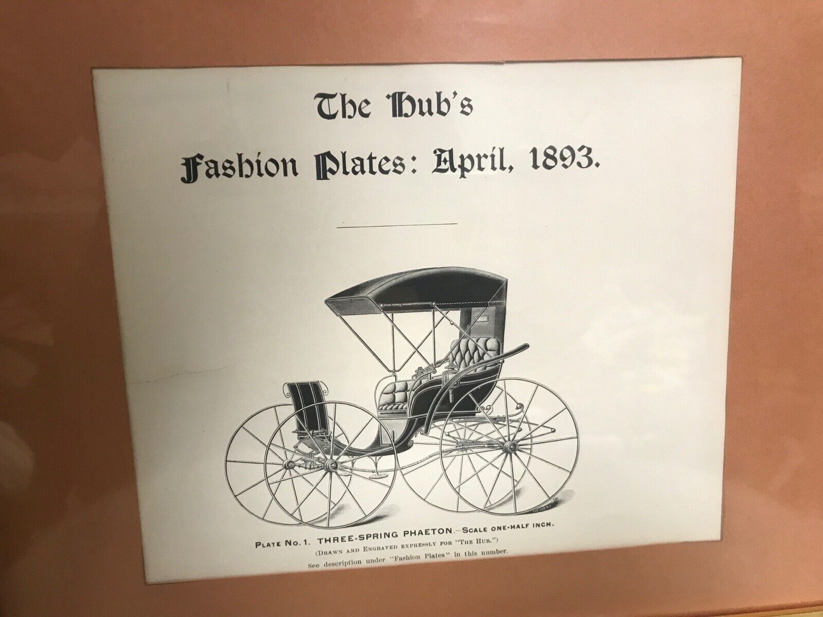 Six Prints The Hub's Fashion Plates 1800s Carriage Buggy Sleigh Coach "Engraved"