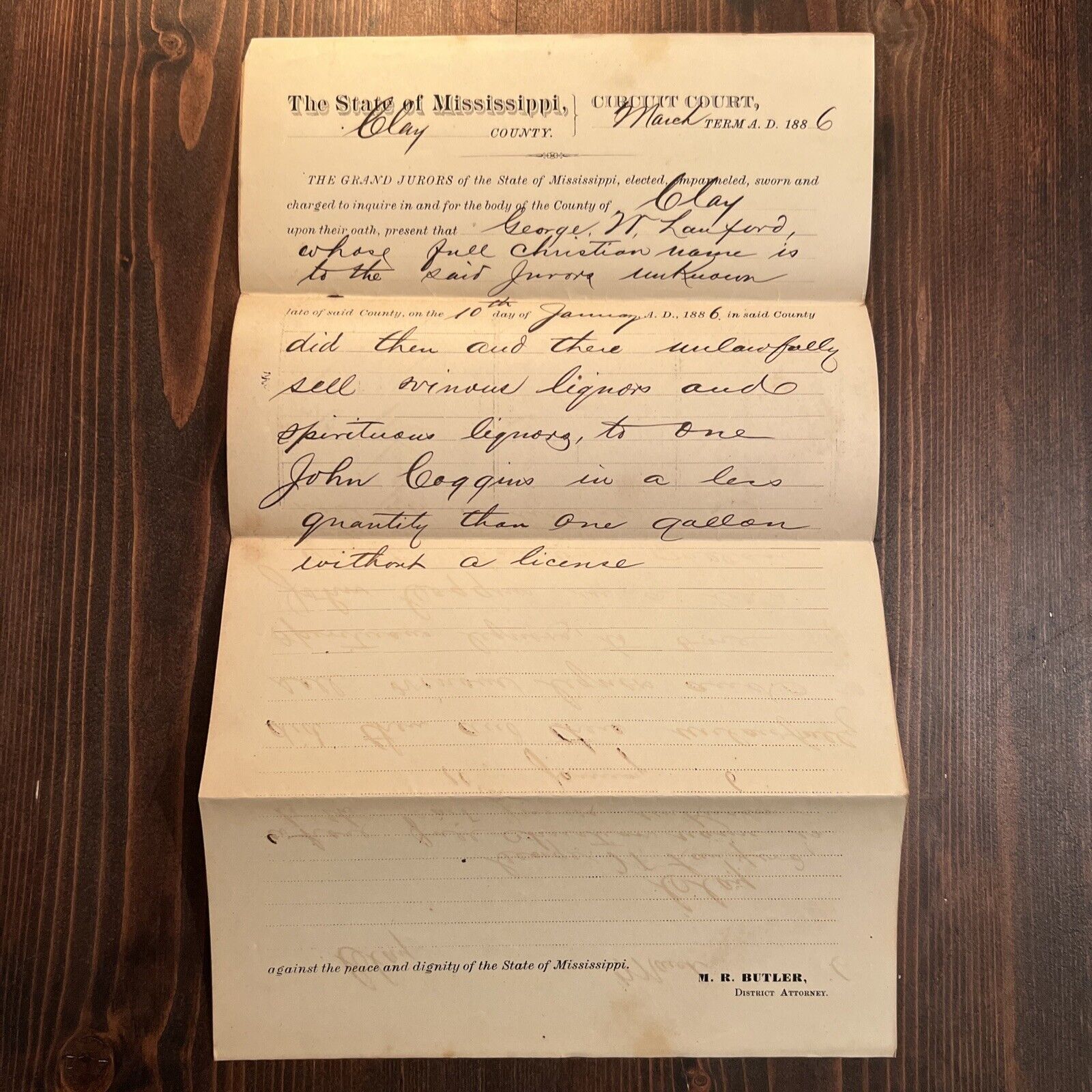 Antique 1800s Ephemera Legal Court Document  Grand Jury Indictment RETAILING