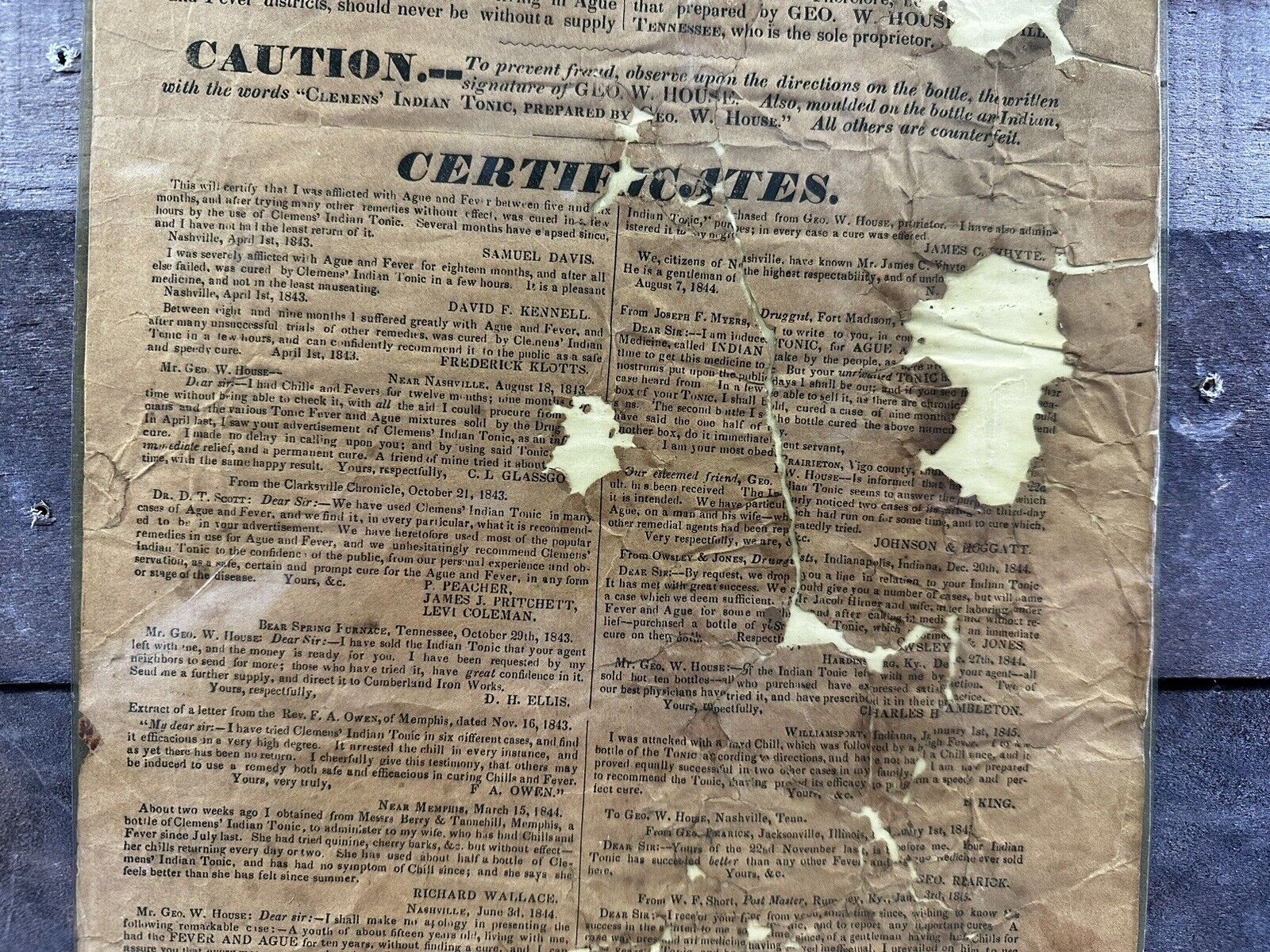 Antique Late 1800’s “Clemens Indian Tonic” Newspaper Advertisement  