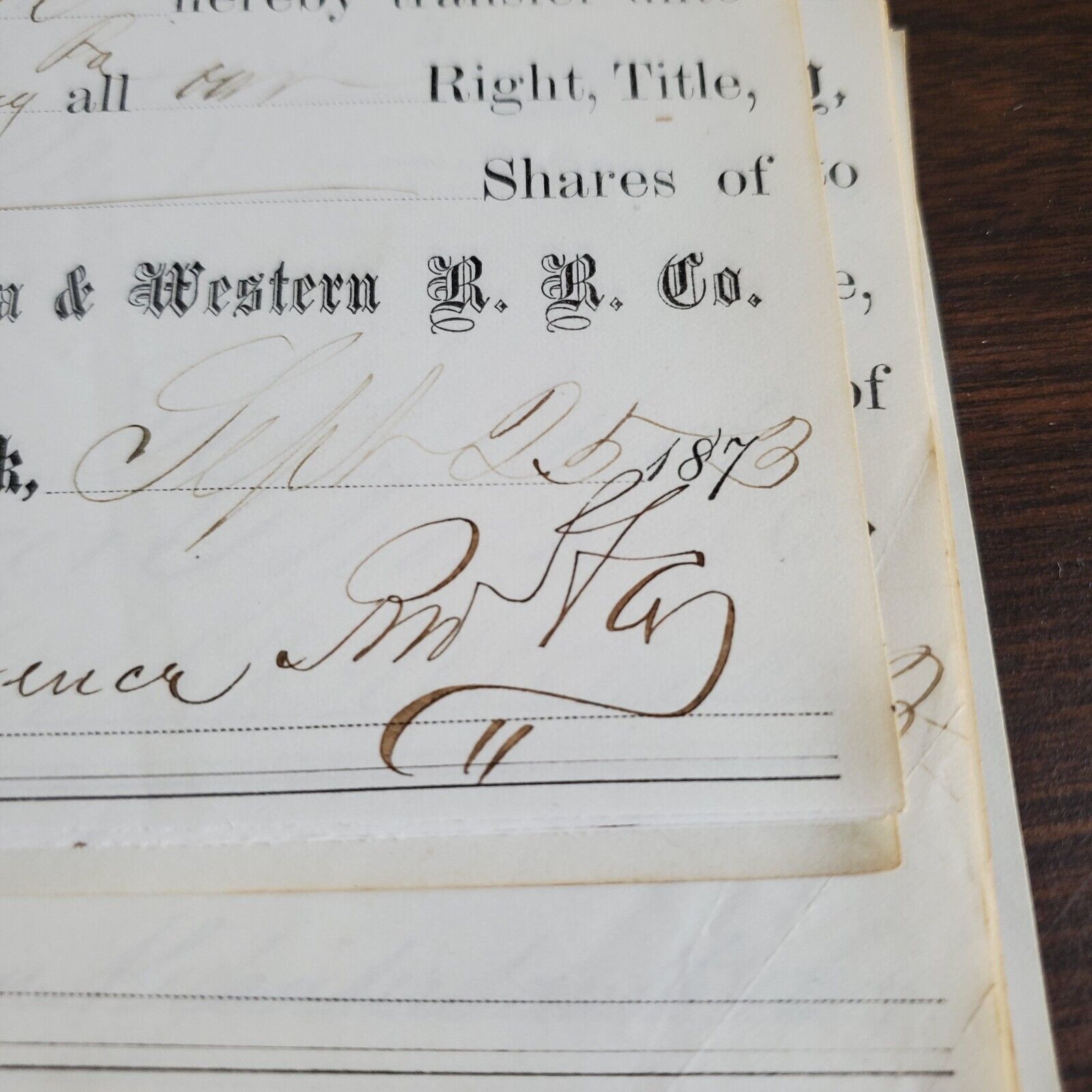 (15) 1800s Railroad Documents Delaware Lackawana Western NY New York Stock