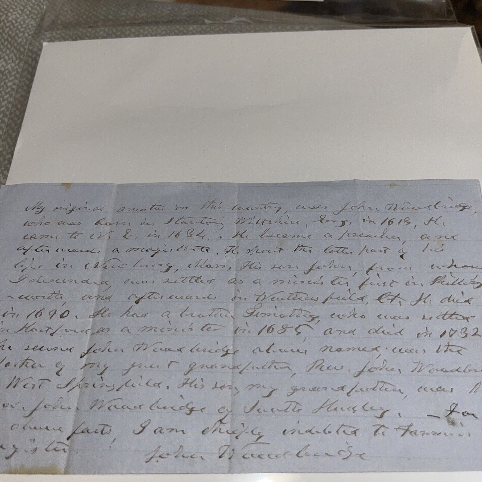 1800s Genealogy on John Woodbridge VI (1634 Immigrant) by Great Great Grandson?