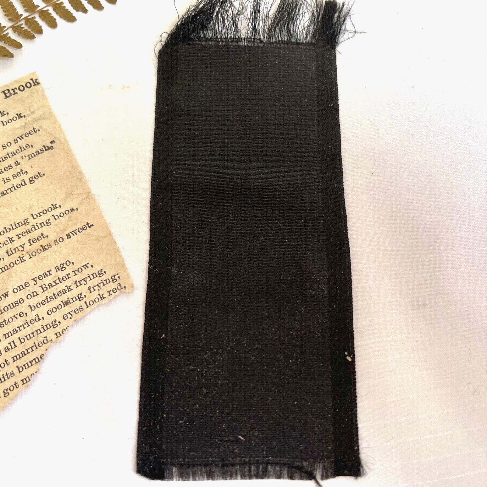 Ephemera Lot 1800s Ribbon Bookmark Pressed Fern Paper Clipping Junk Journal