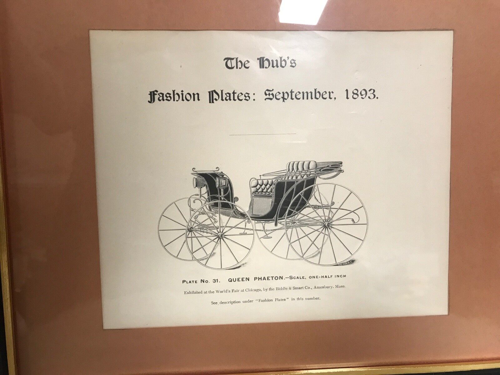Six Prints The Hub's Fashion Plates 1800s Carriage Buggy Sleigh Coach "Engraved"